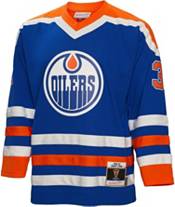 Mitchell & Ness Grant Fuhr Royal Edmonton Oilers 1986 Blue Line Player Jersey