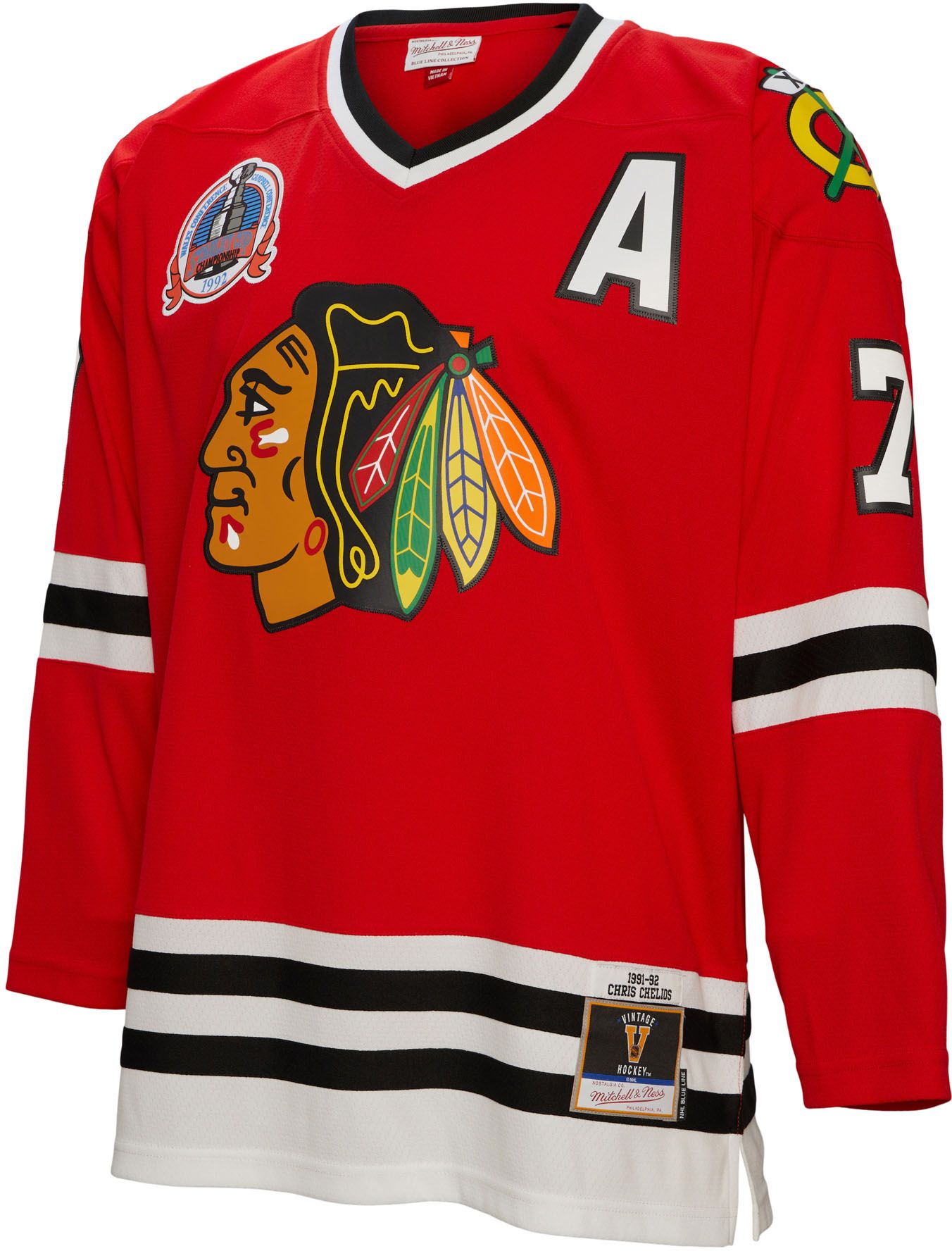 Mitchell & Ness Adult Chicago Blackhawks Chris Chelios #7 '91 Blue Line Jersey product image