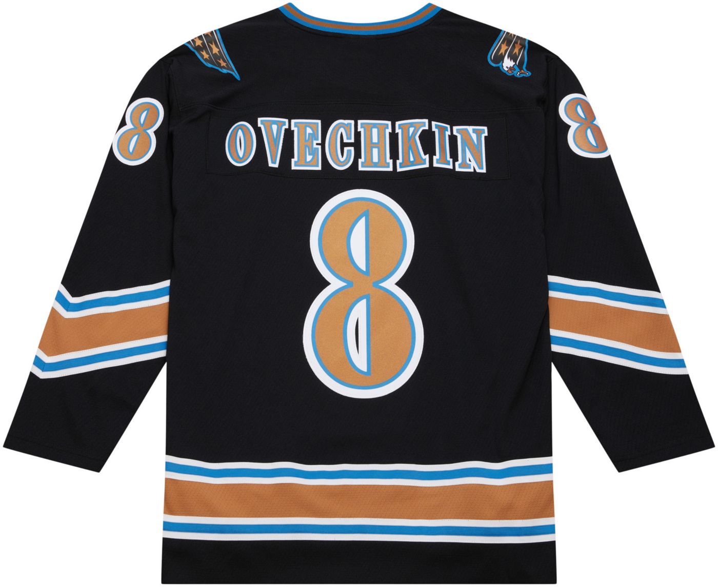 Alex Ovechkin #8, selling Washington Capitals Black CCM Throwback Jersey