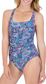 Caribbean Joe Women's Paisley Shirred One Piece Swimsuit product image