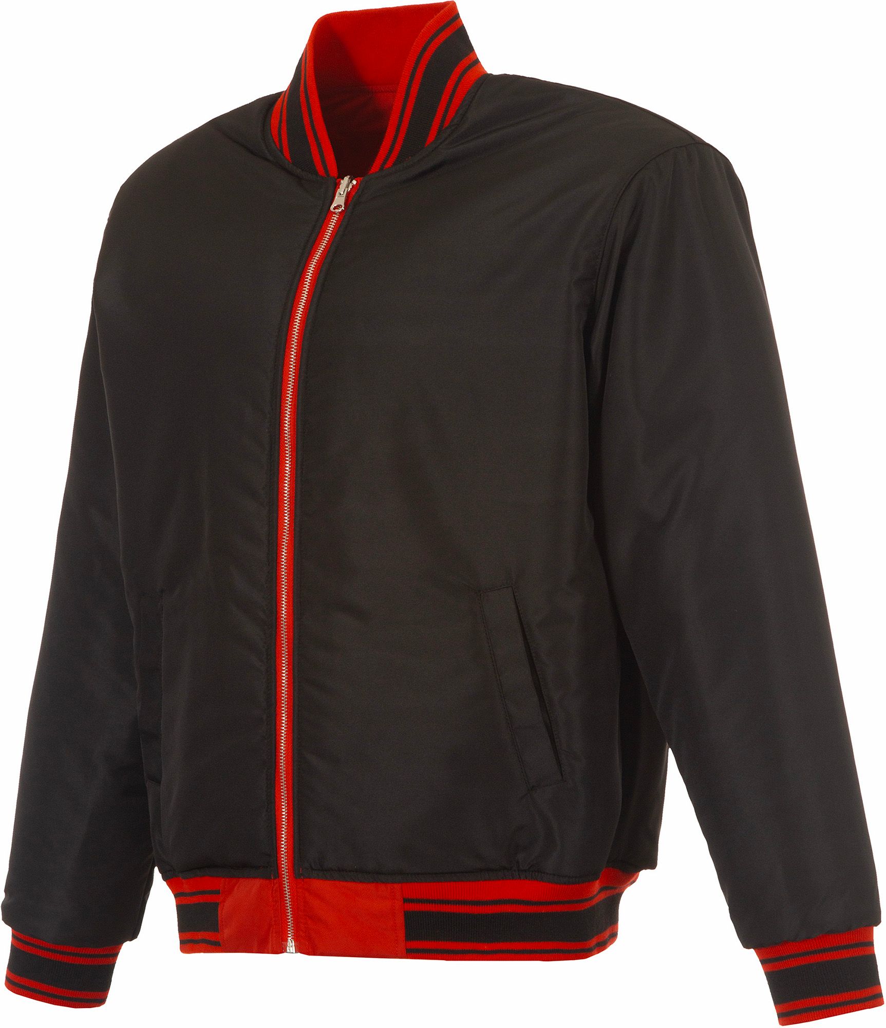 JH Design Men's Texas Rangers Full-Zip Reversible Flight Red Nylon Jacket product image