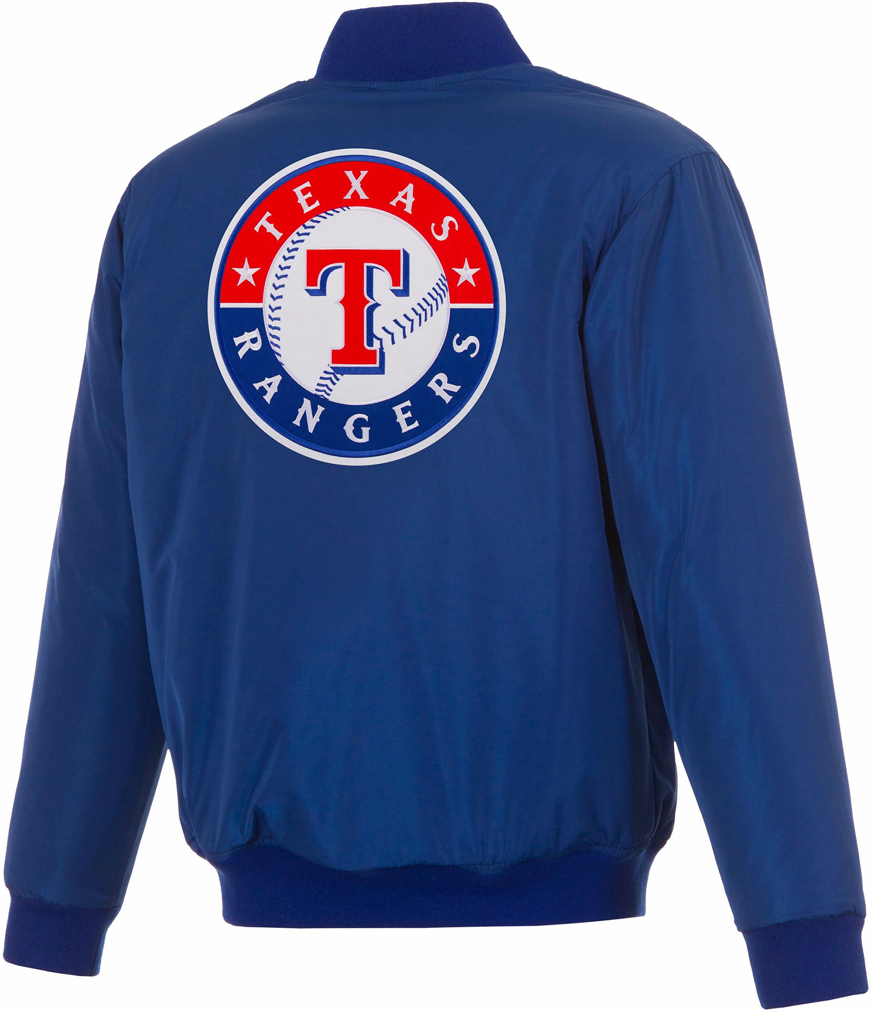 JH Design Men's Texas Rangers Full-Zip Reversible Flight Royal Nylon Jacket product image