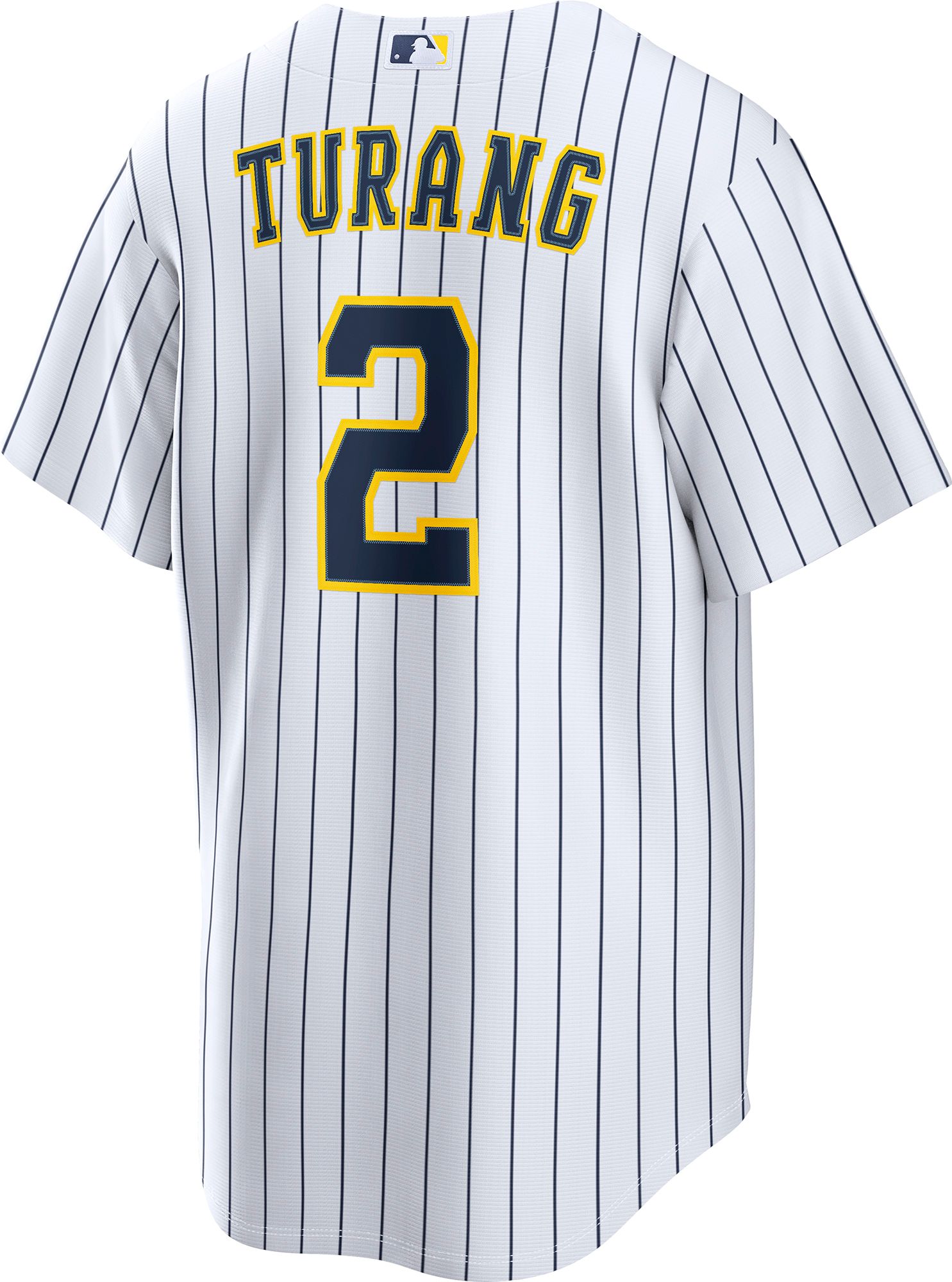 Nike Men's Milwaukee Brewers Brice Turang #2 Navy Alternate Replica Jersey product image