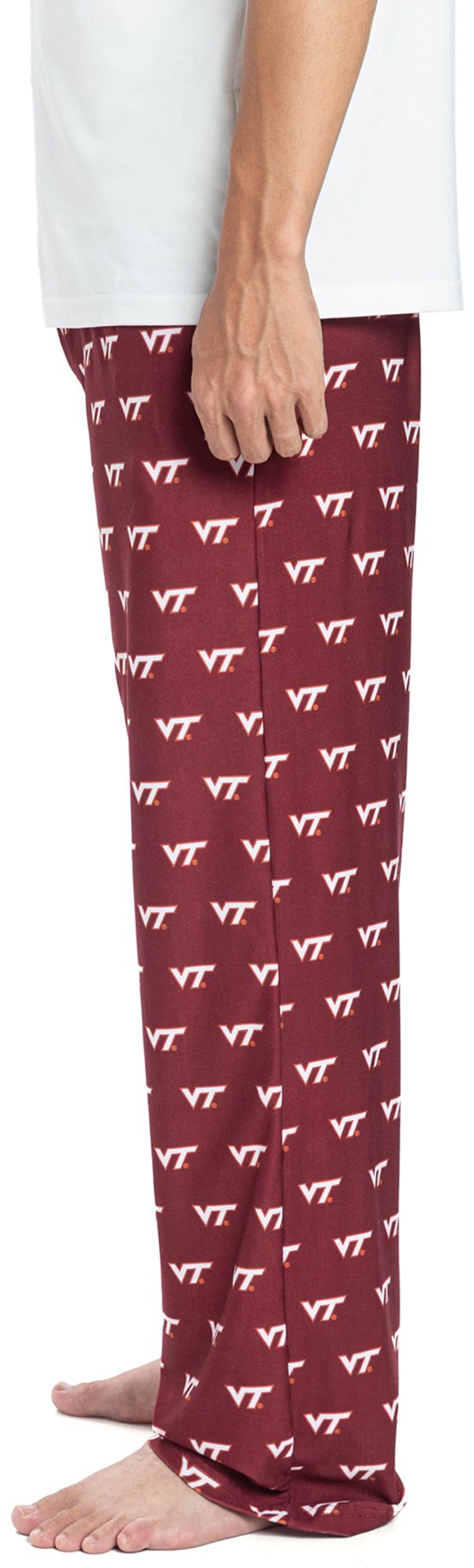 College Concepts Men's Virginia Tech Hokies Maroon Gauge Knit Fleece Pants