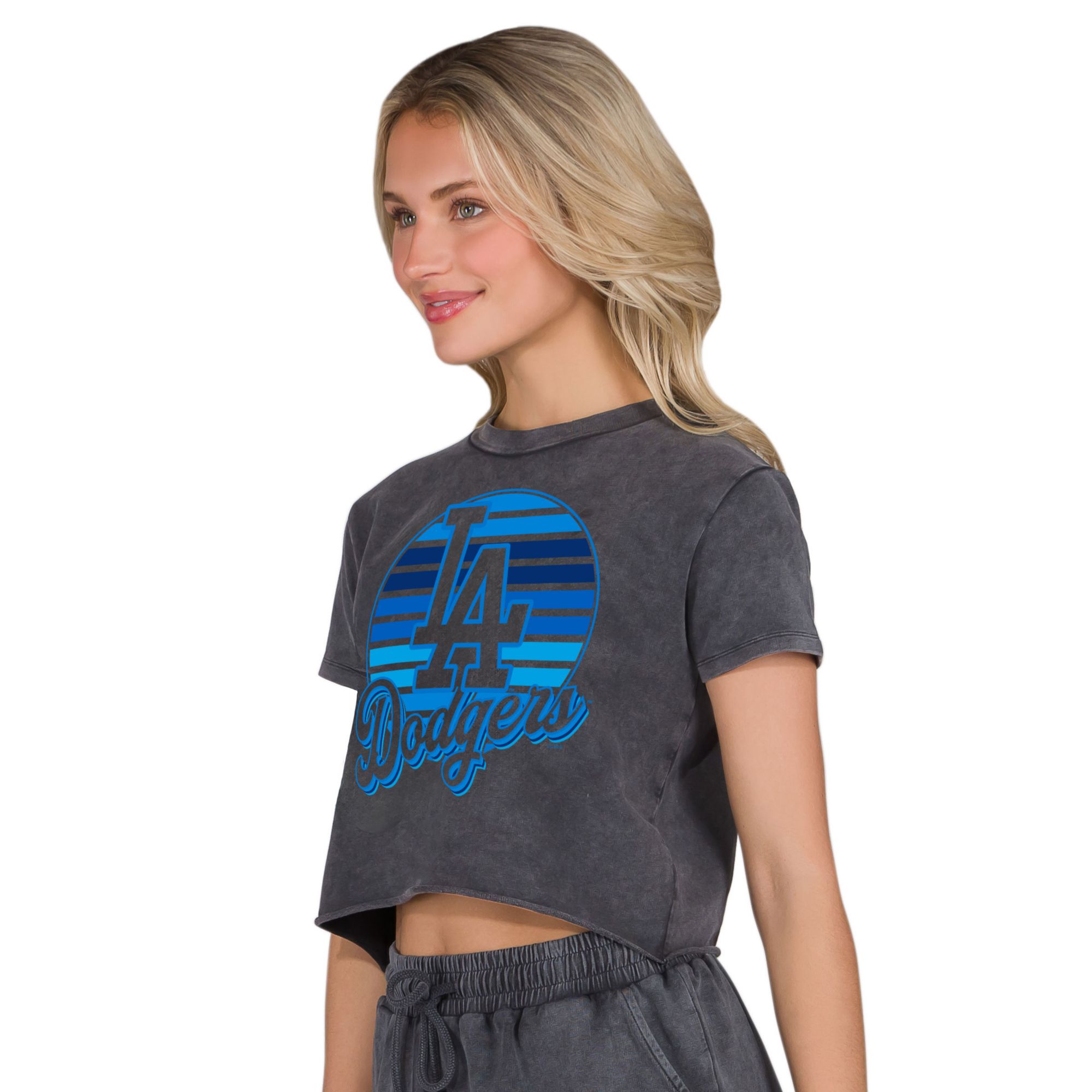 Concepts Sport Women's Los Angeles Dodgers Charcoal Prism Boxy T-Shirt product image