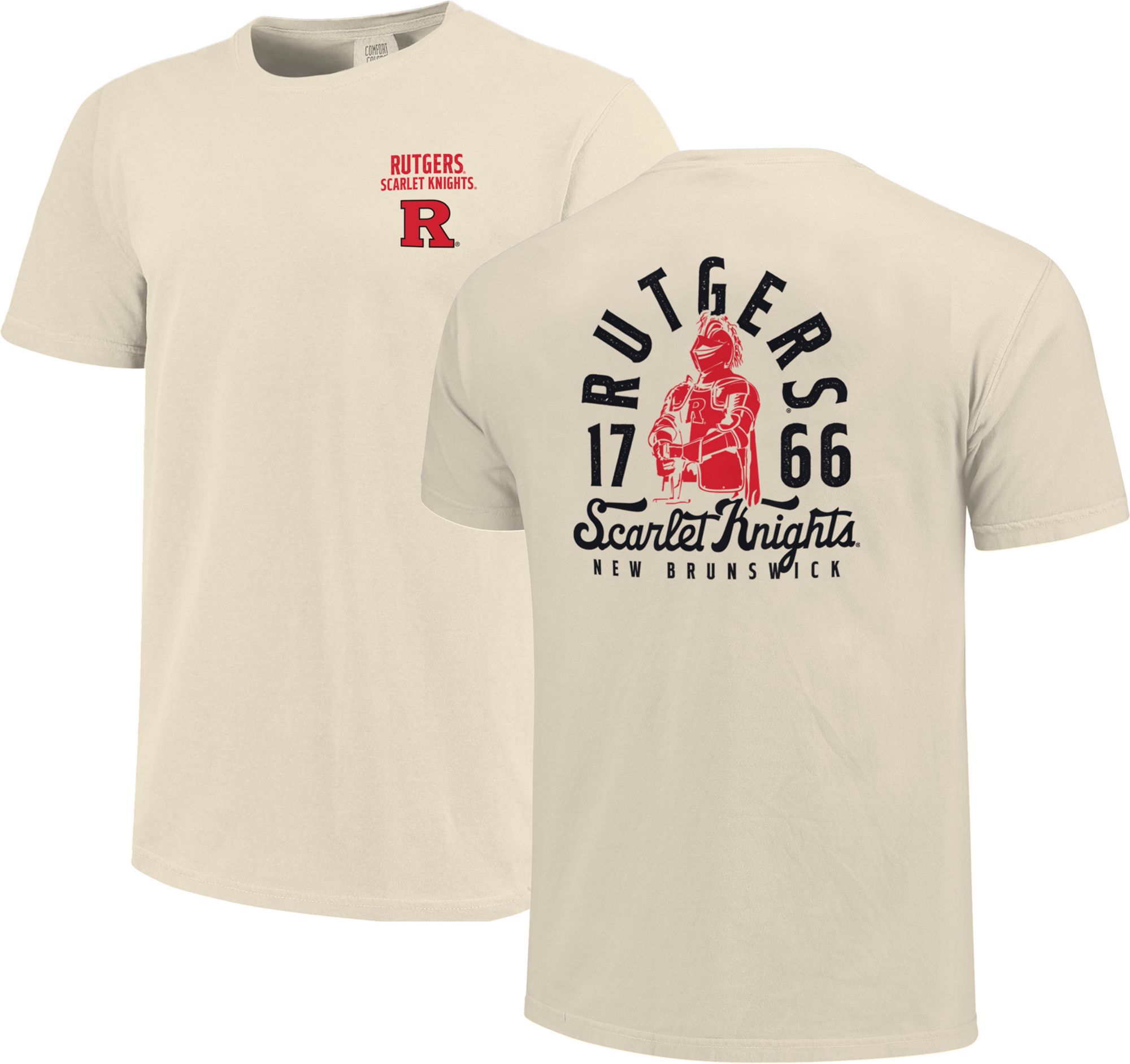 Image One Men's Rutgers Scarlet Knights Ivory Mascot Local T-Shirt