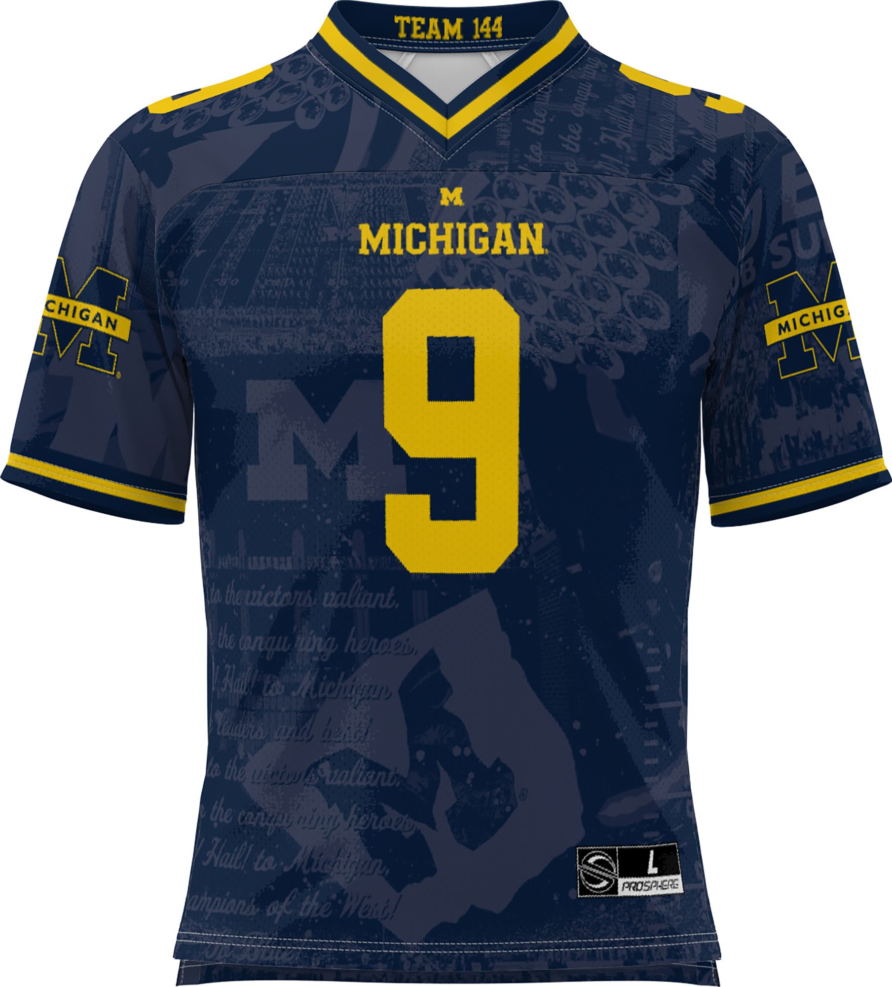 Prosphere Men's Michigan Wolverines #1 Blue Full Sublimated Home Jersey