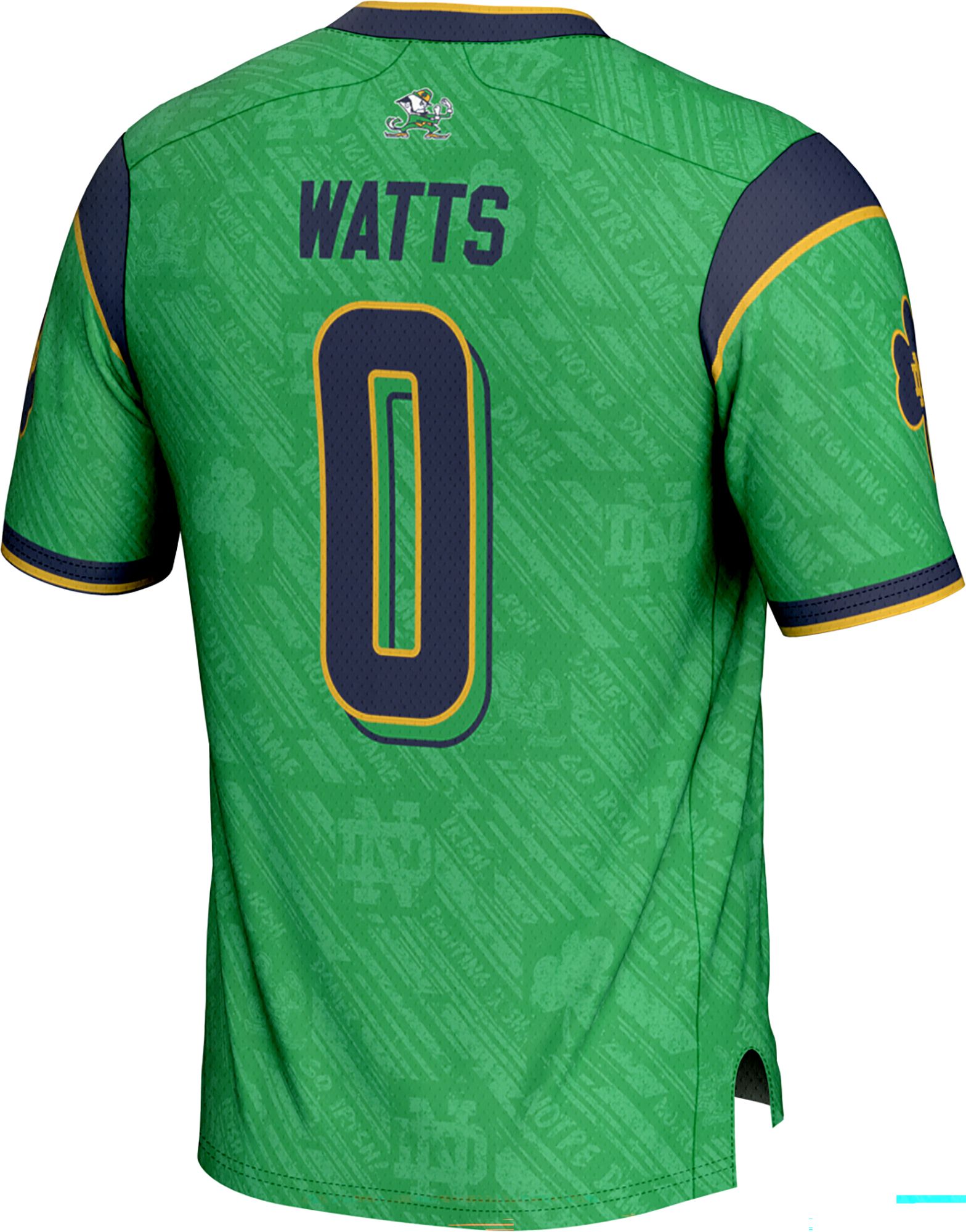 Prosphere Youth Notre Dame Fighting Irish Xavier Watts #0 Green Full-Sublimated Replica Football Jersey product image