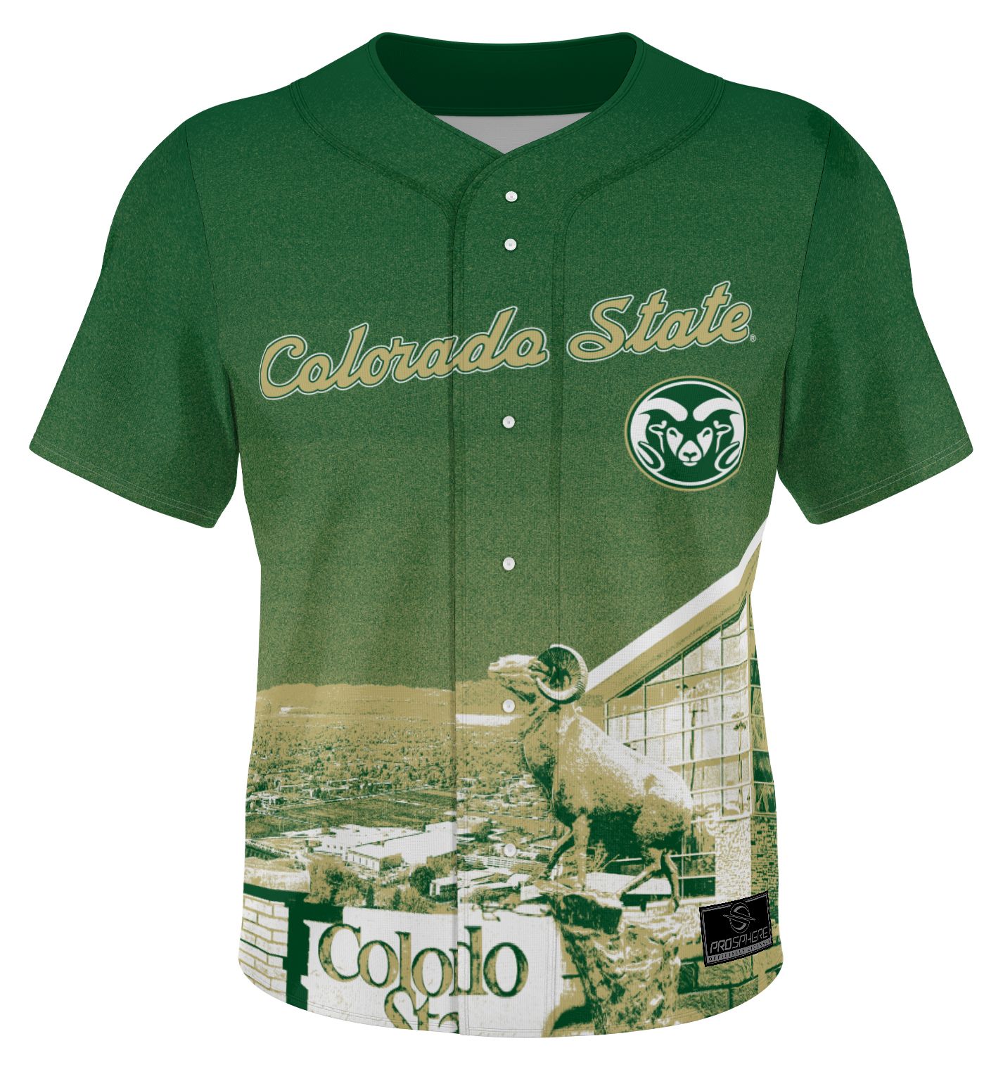ProSphere Adult Colorado State Rams Green Campus Local Baseball Jersey product image
