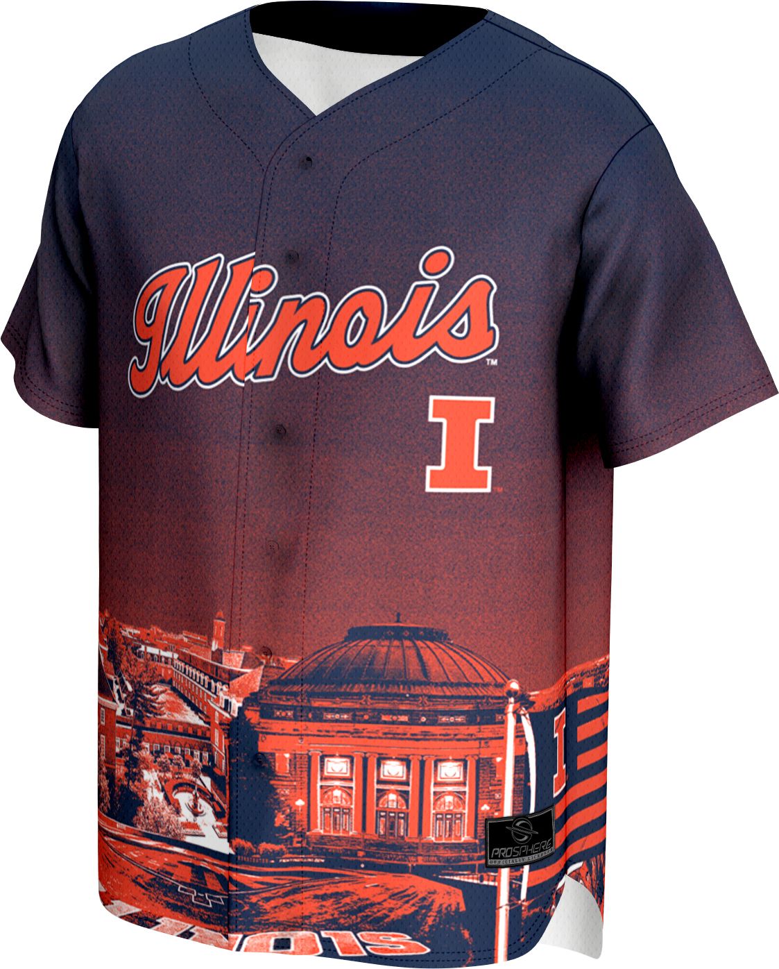 ProSphere Adult Illinois Fighting Illini Campus Local Blue Baseball Jersey product image