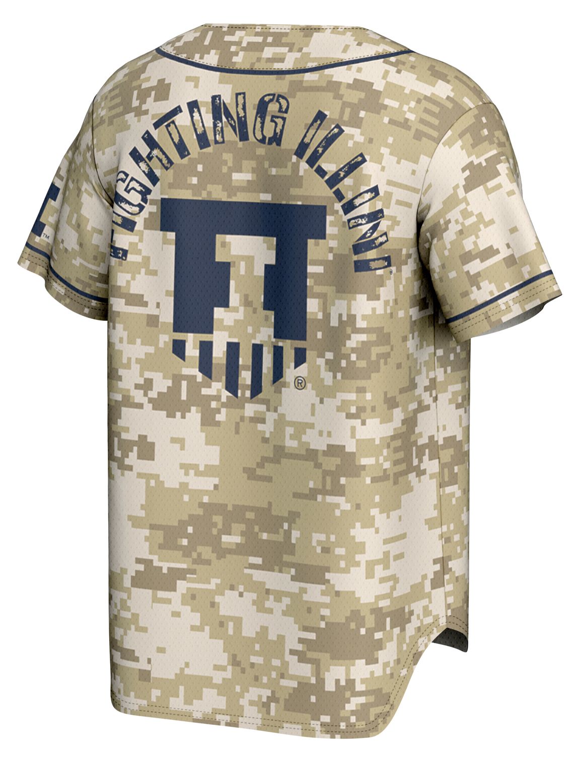 ProSphere Adult Illinois Fighting Illini Tan Digicamo Baseball Jersey product image