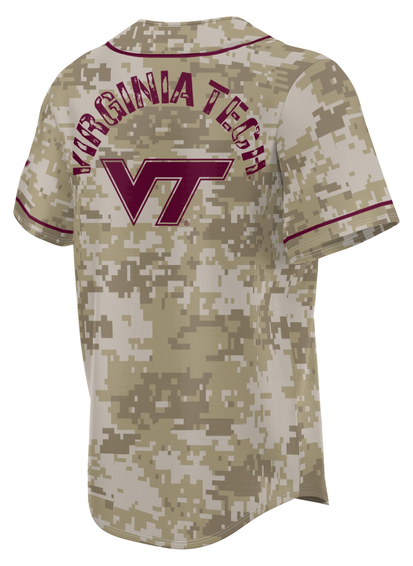 ProSphere Adult Virginia Tech Hokies Tan Digicamo Baseball Jersey product image