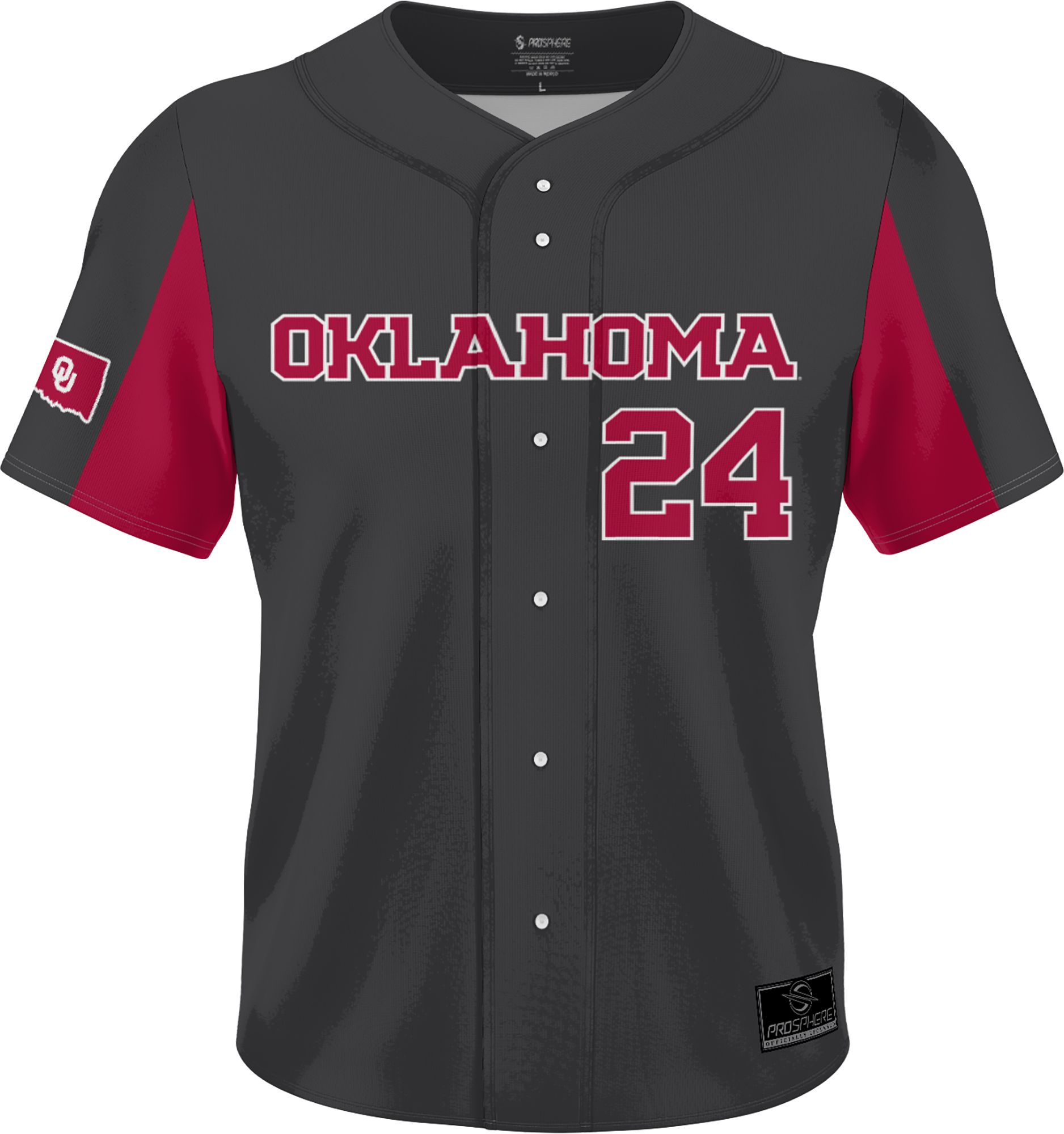 Prosphere Youth Oklahoma Sooners #24 Grey Jayda Coleman Full Button Softball Jersey