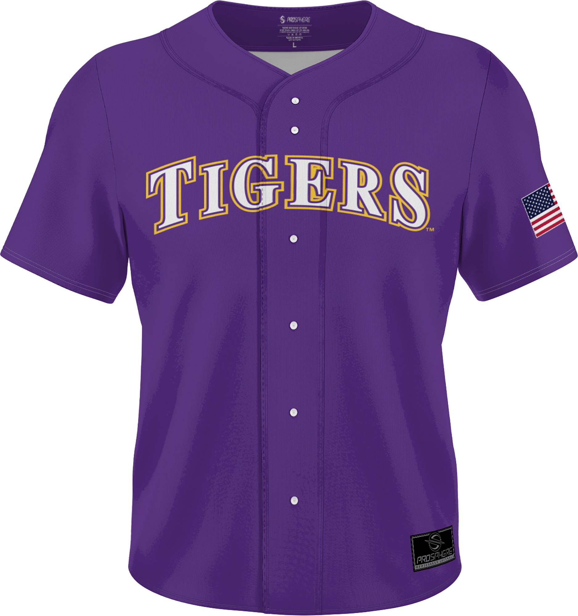 Prosphere Youth LSU Tigers #1Purple Full Button Replica Baseball Jersey product image