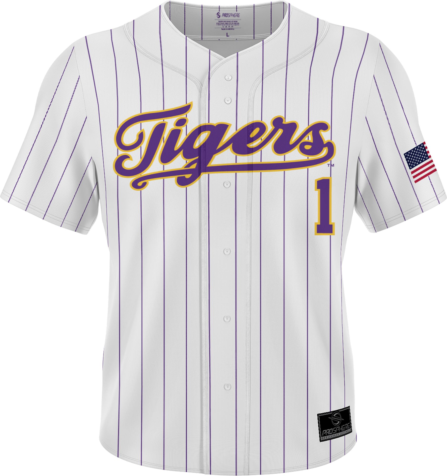 ProSphere Youth LSU Tigers #1 White Full Button Replica Baseball Jersey product image