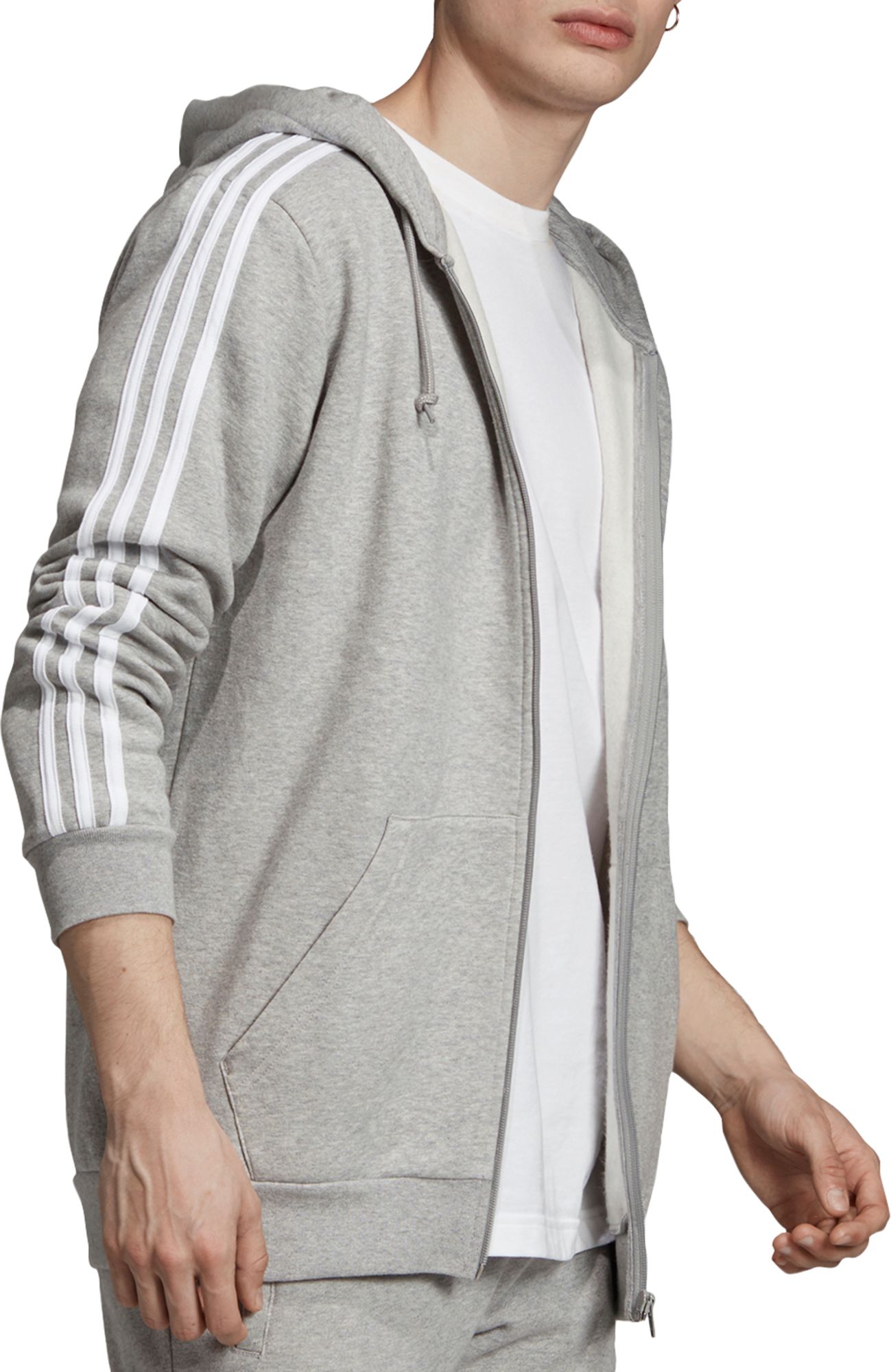 adidas 3 stripes zip through hoody mens