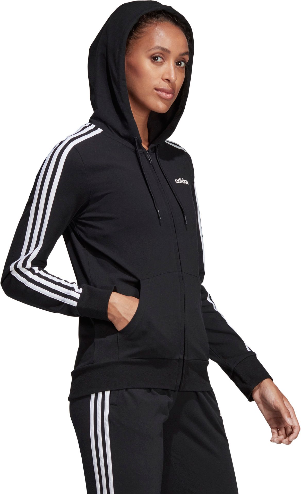 essential 3 stripe zip hoody ladies