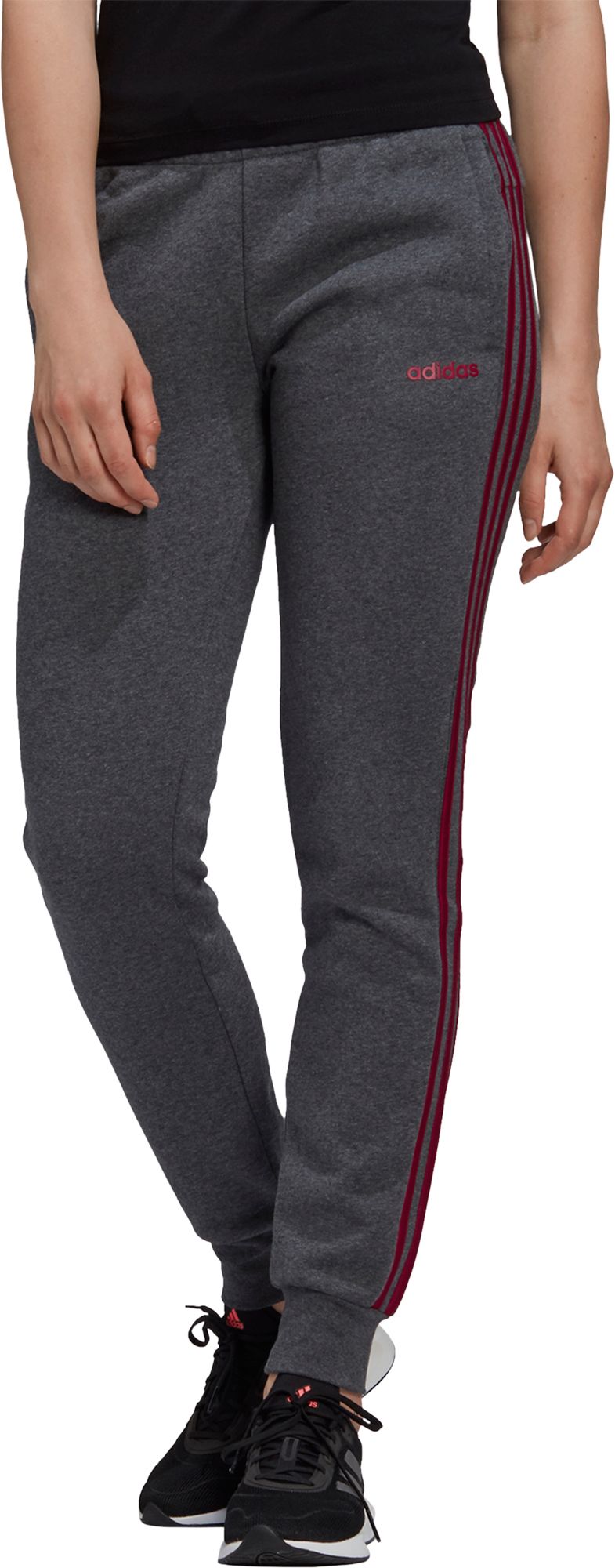 women's adidas fleece striped jogger pants