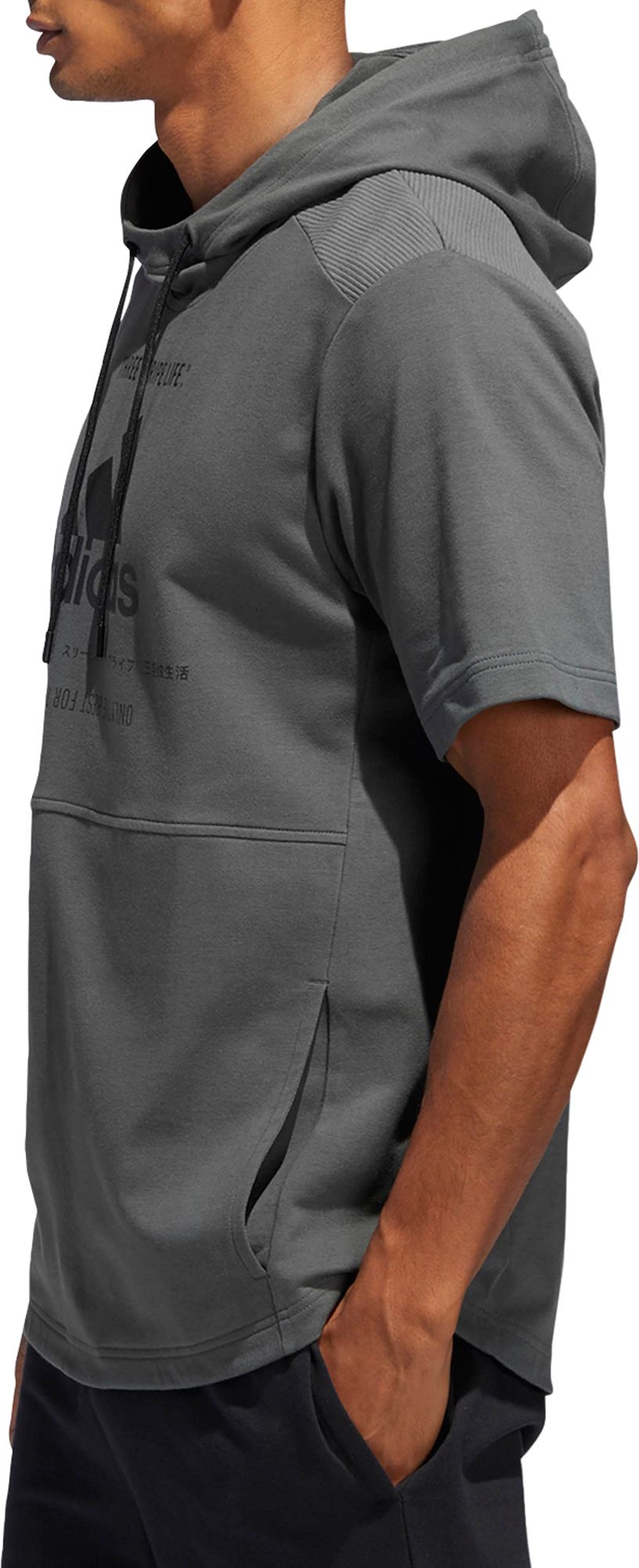 adidas men's post game ribbed short sleeve hoodie