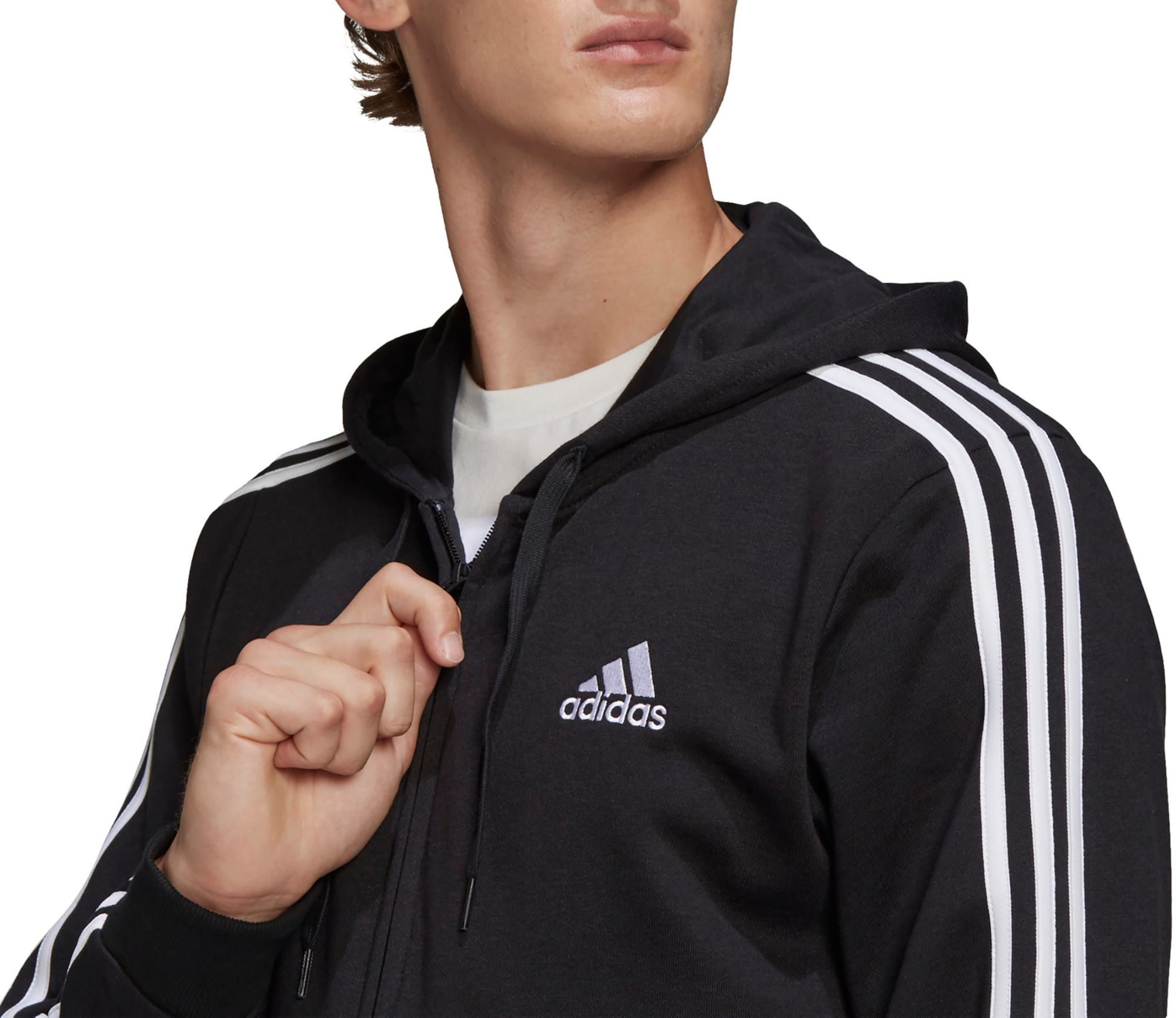 adidas Men's Essentials French Terry 3-Stripes Full Zip Hoodie product image