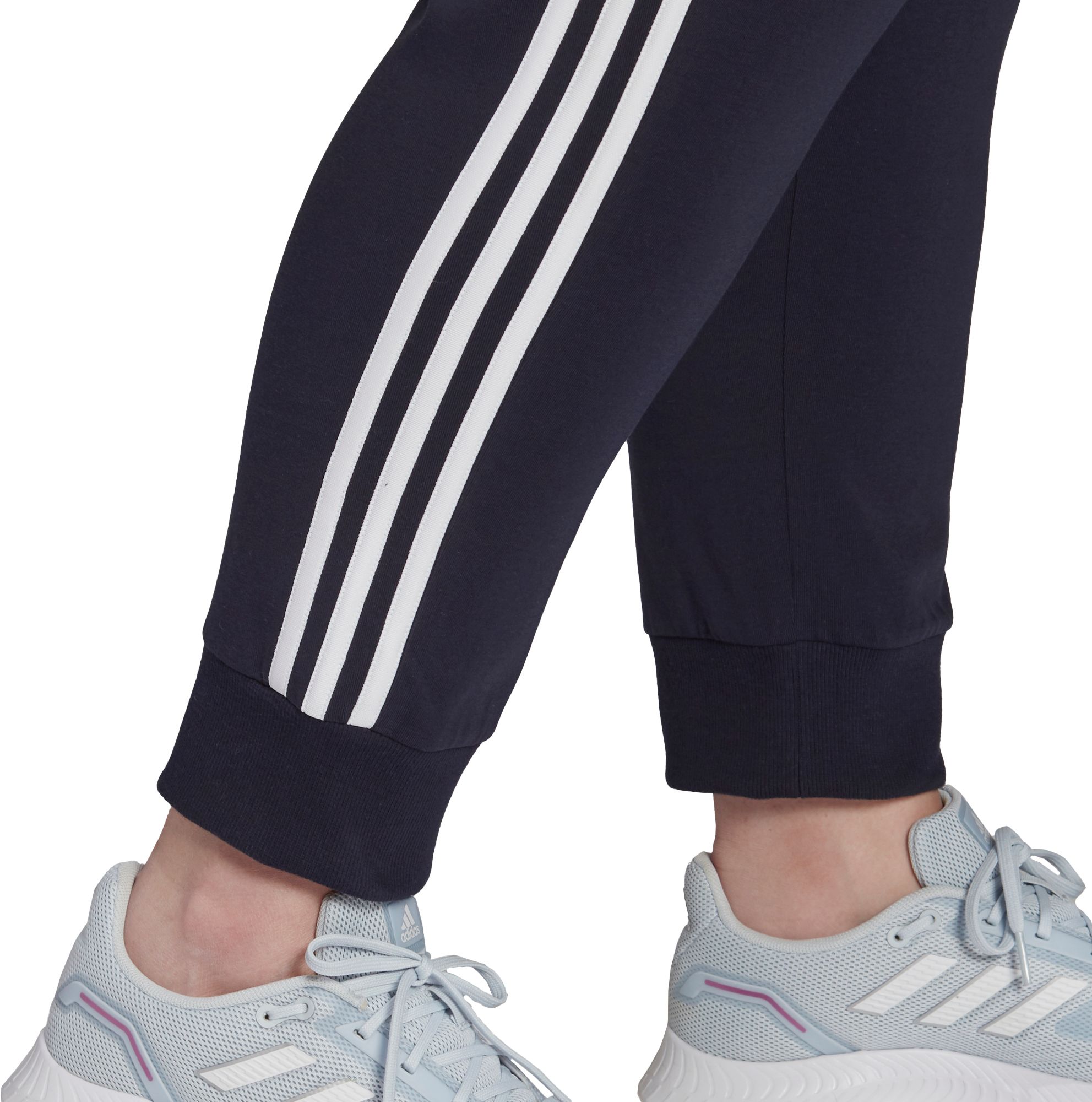 adidas women's essentials 3 stripes single jersey joggers