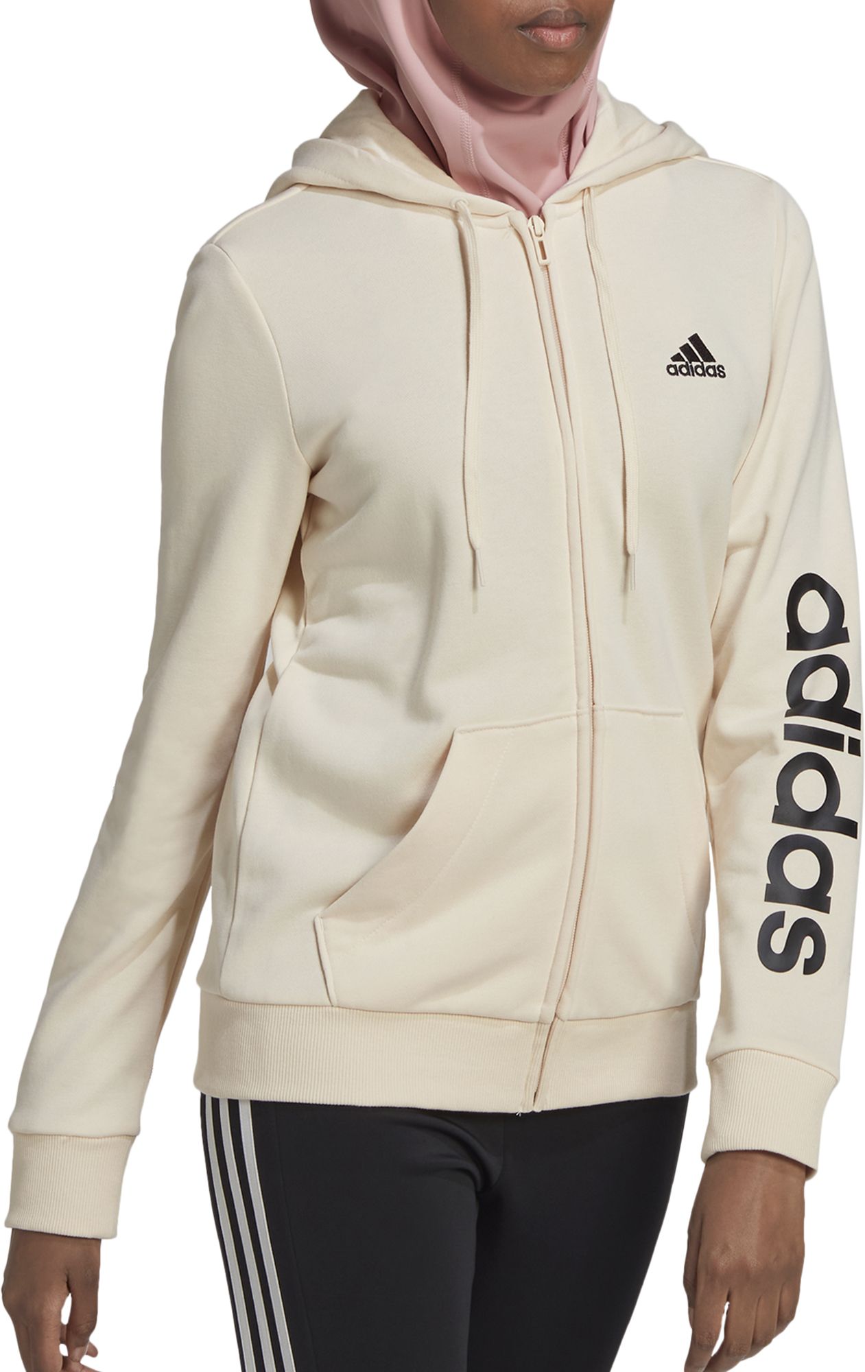 adidas essentials logo full zip hoodie