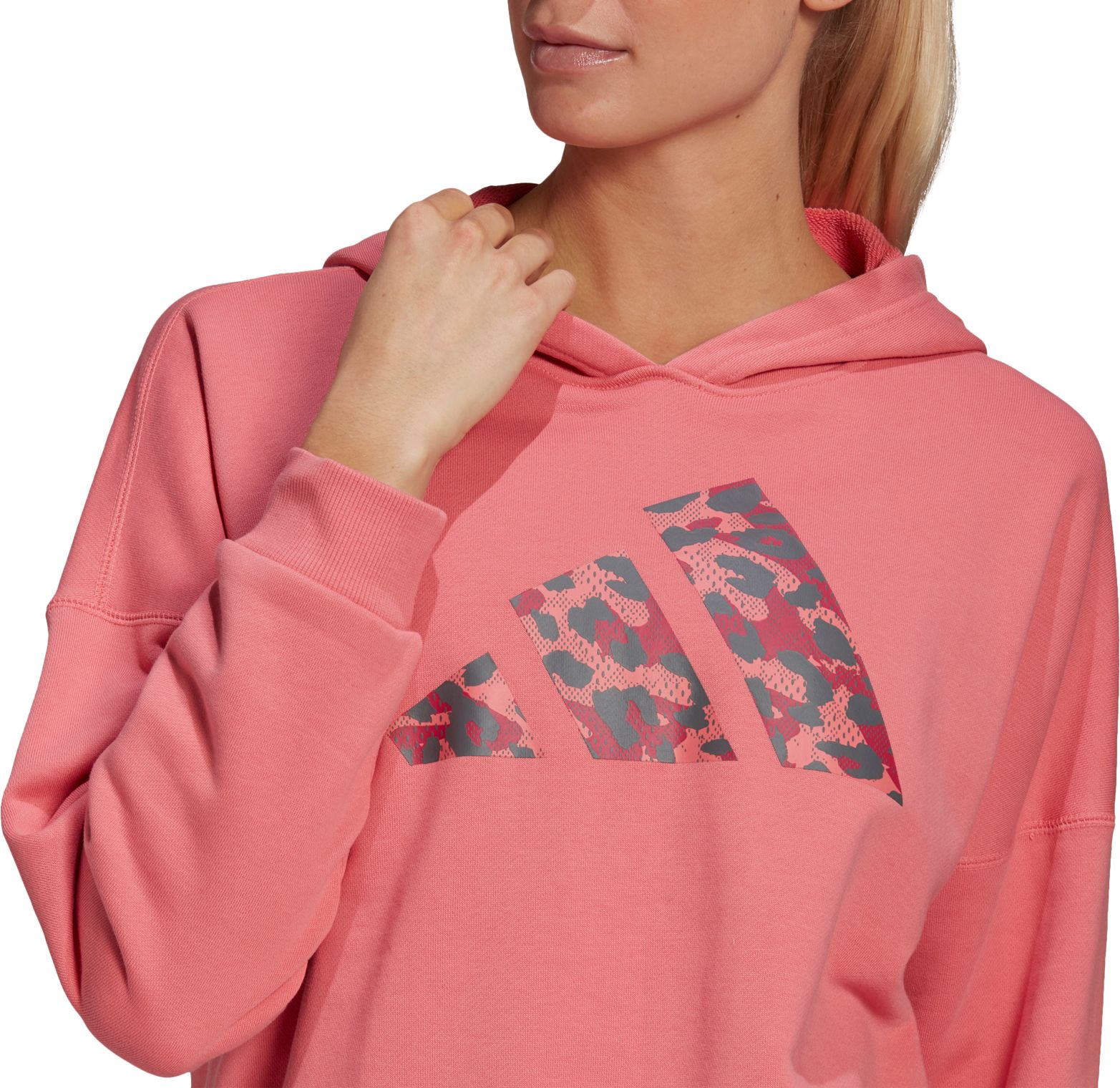adidas originals all over print leopard overhead hoodie
