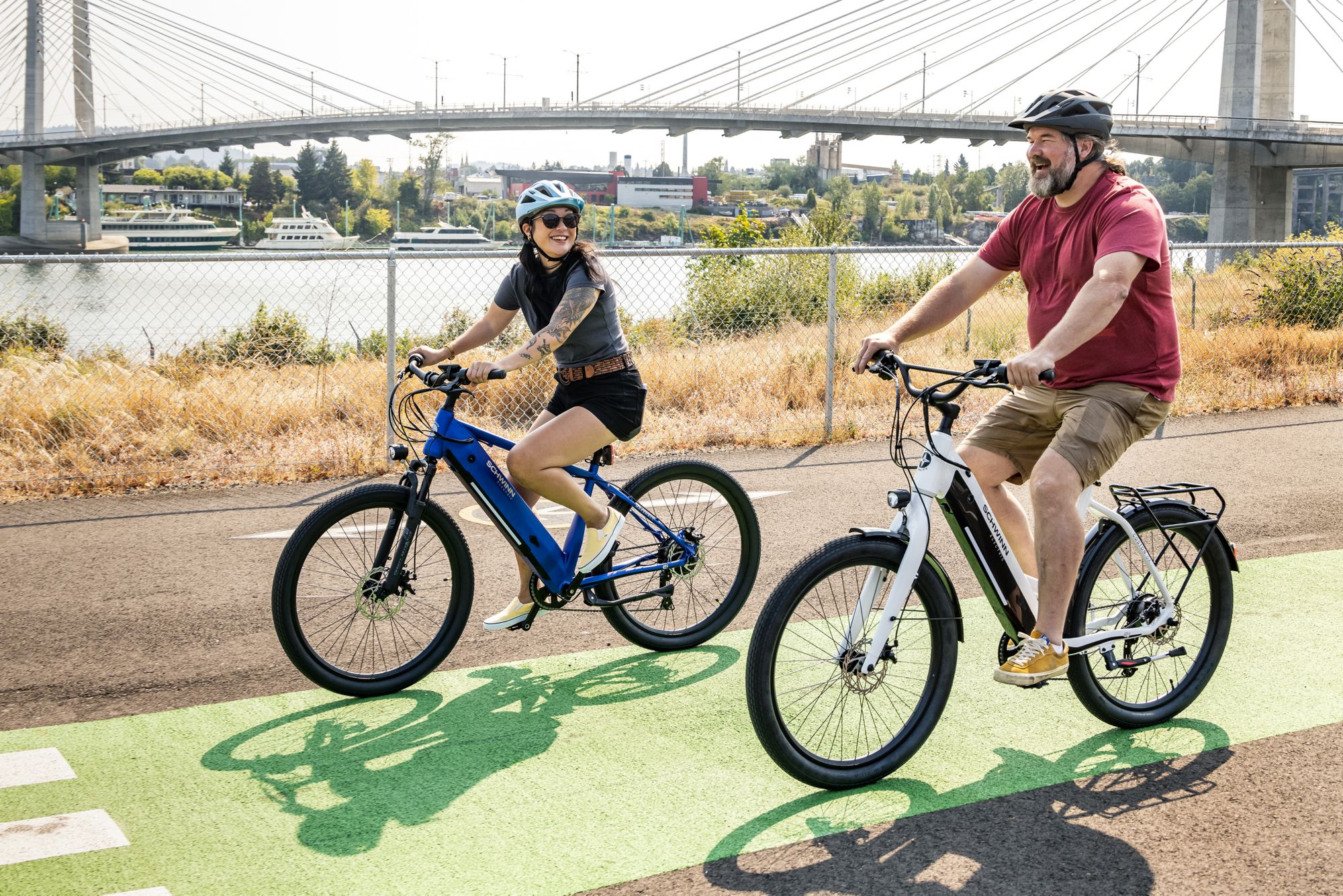 Schwinn Adult Marshall 27.5” Step-Thru Electric Hybrid Bike product image