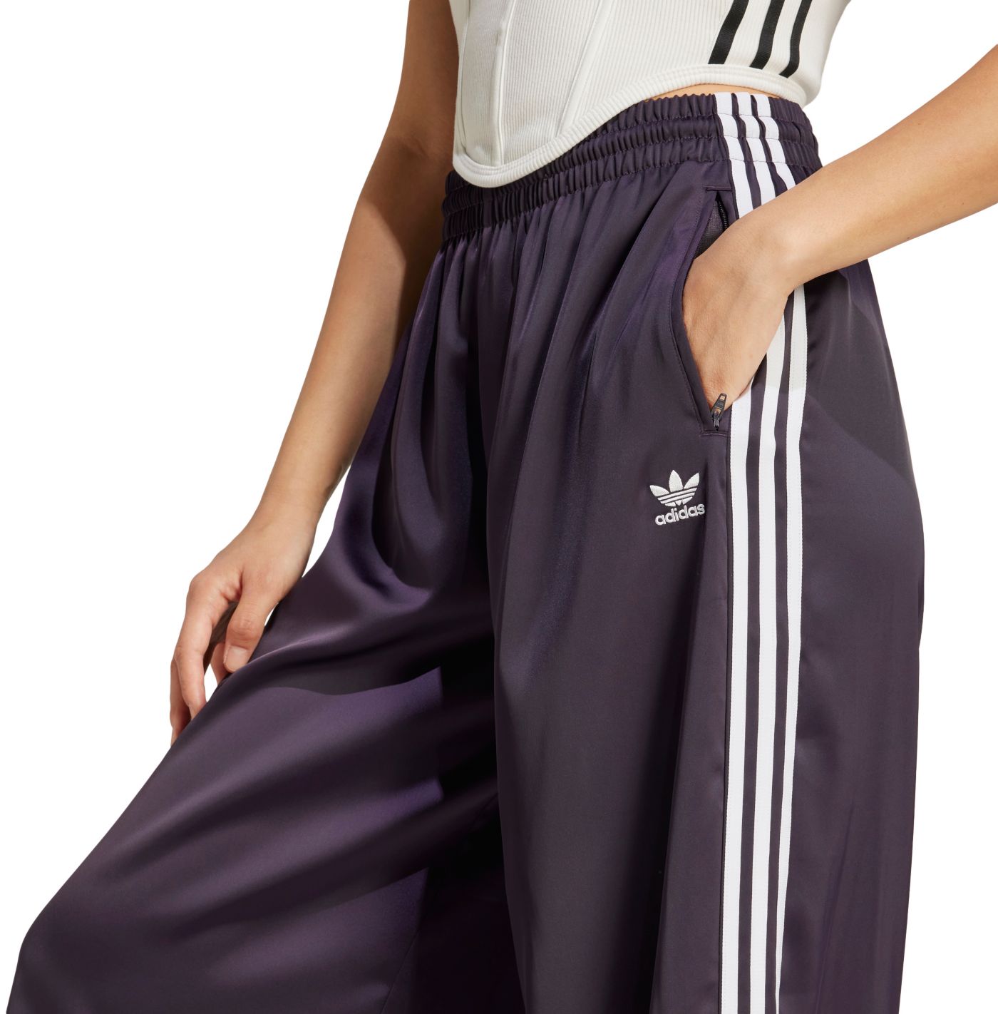 adidas Originals Women s Adicolor Satin Wide Leg Track Pants Dick s Sporting Goods