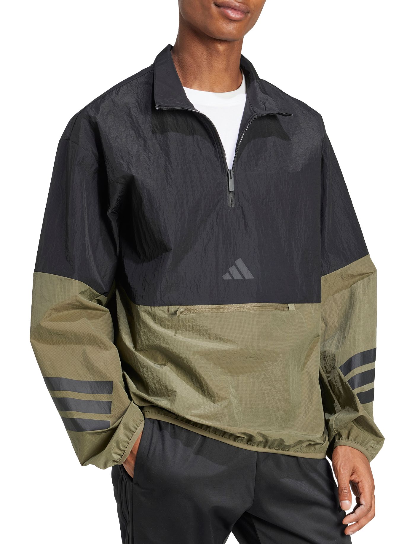 Adidas Men's Future Icons 3-stripes Woven 1 2 Zip Sweatshirt 