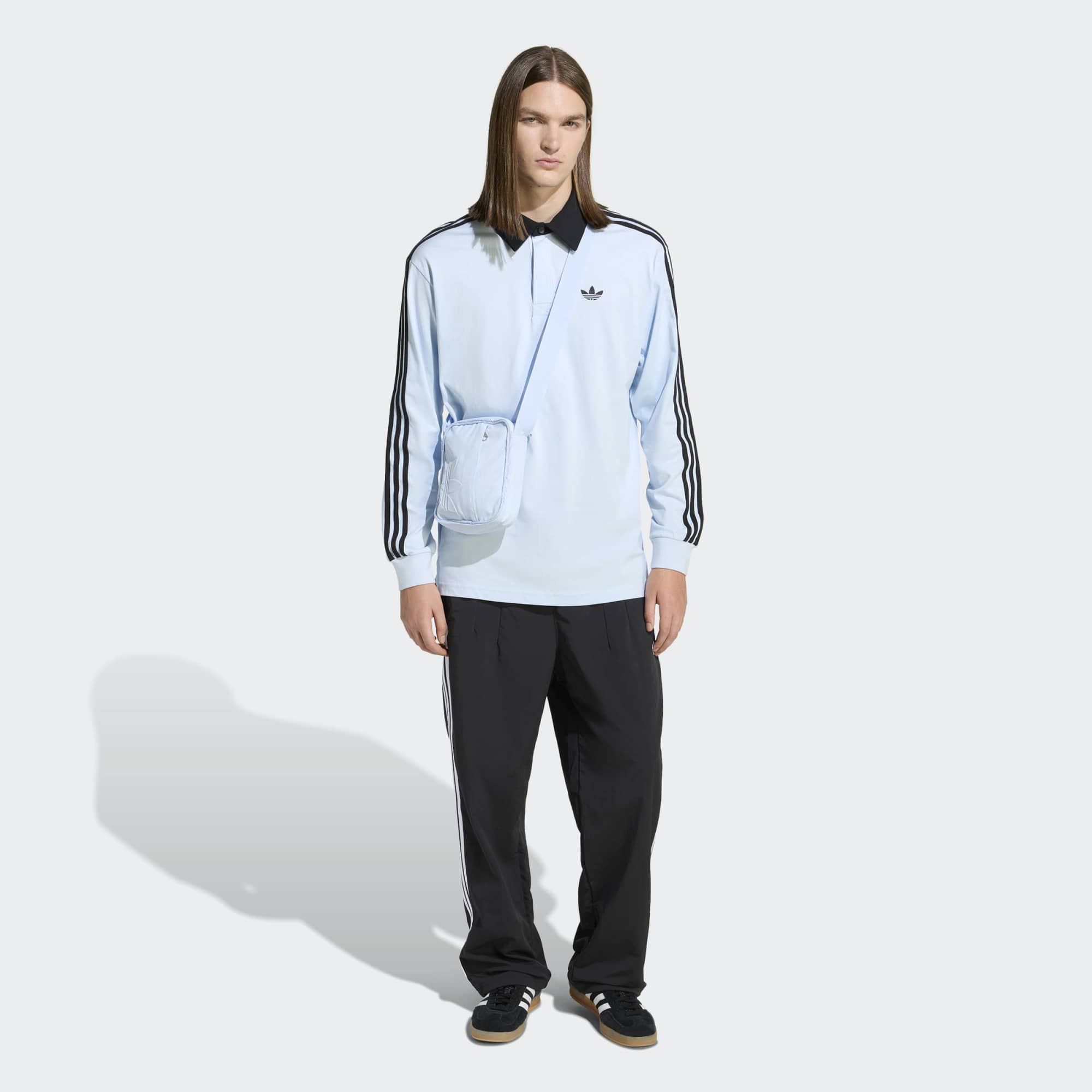 adidas Men's 3-Stripes Long Sleeve Rugby Polo product image