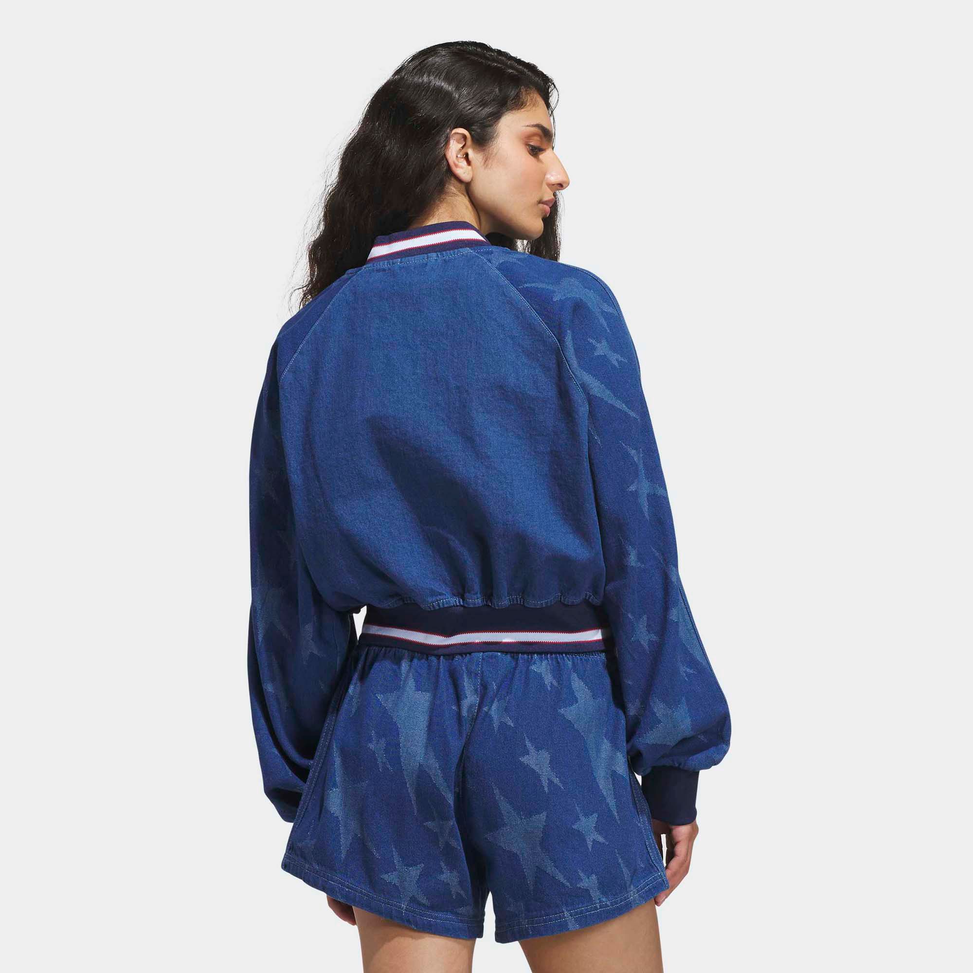 adidas Originals Women's Denim Graphic Varsity Bomber Jacket product image