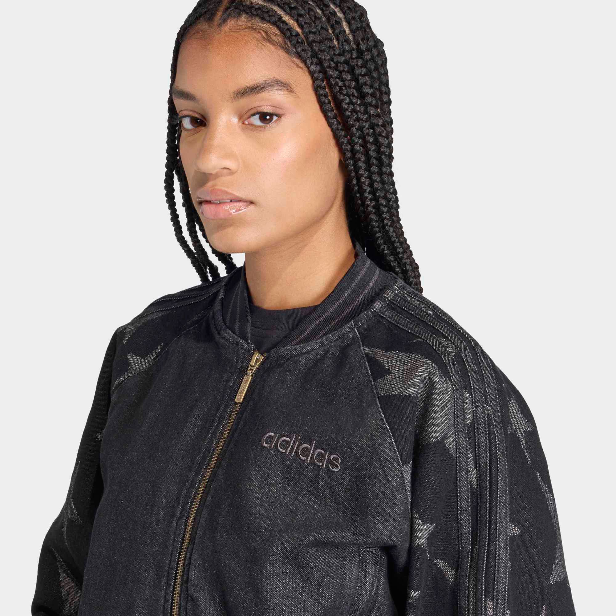 adidas Originals Women's Denim Graphic Varsity Bomber Jacket product image