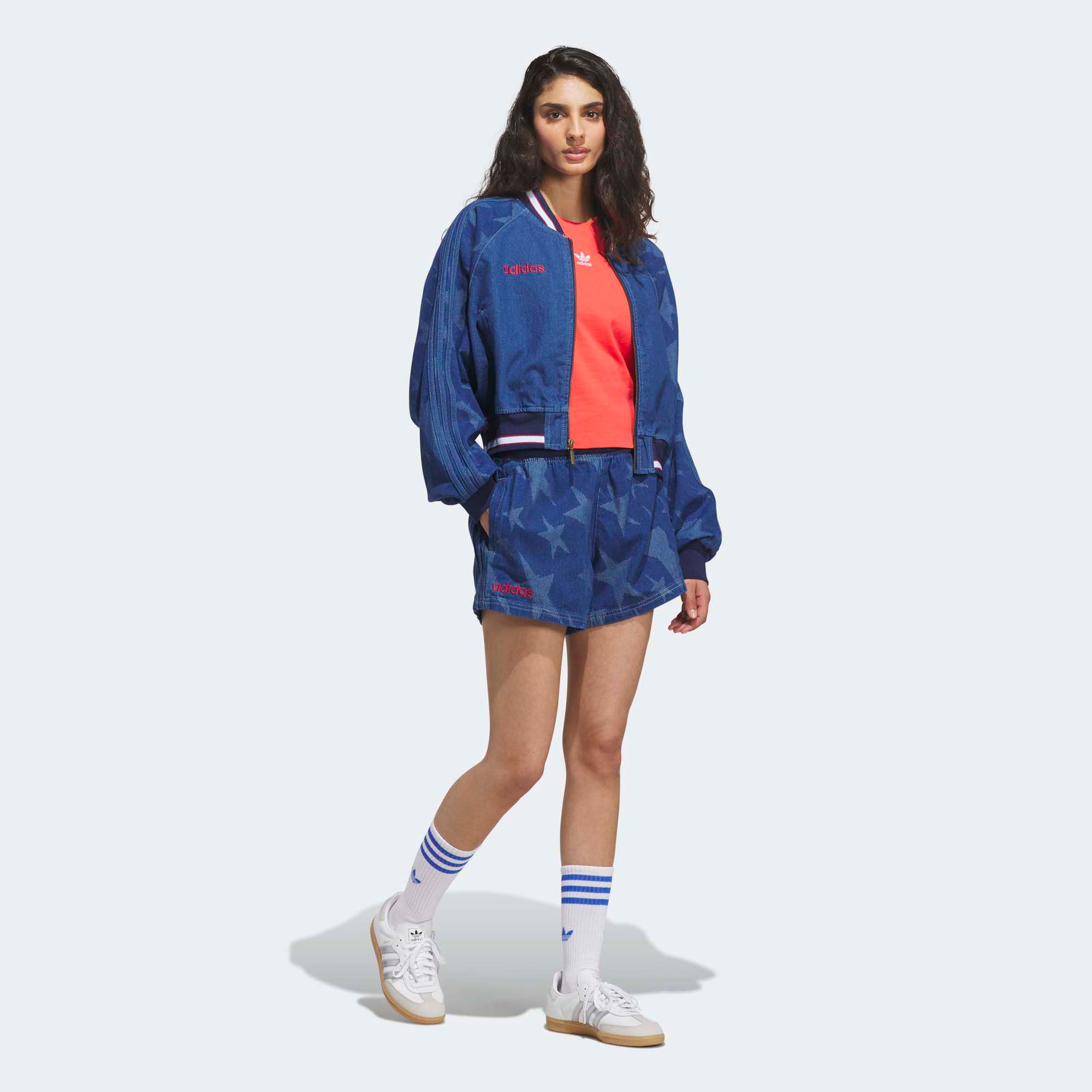 adidas Originals Women's Denim Graphic Varsity Shorts product image