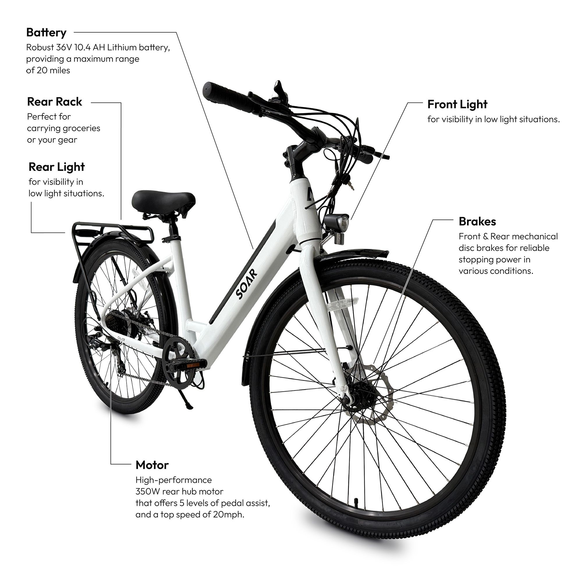 Soar Adult 27.5” City Step-Through Electric Hybrid Bike product image