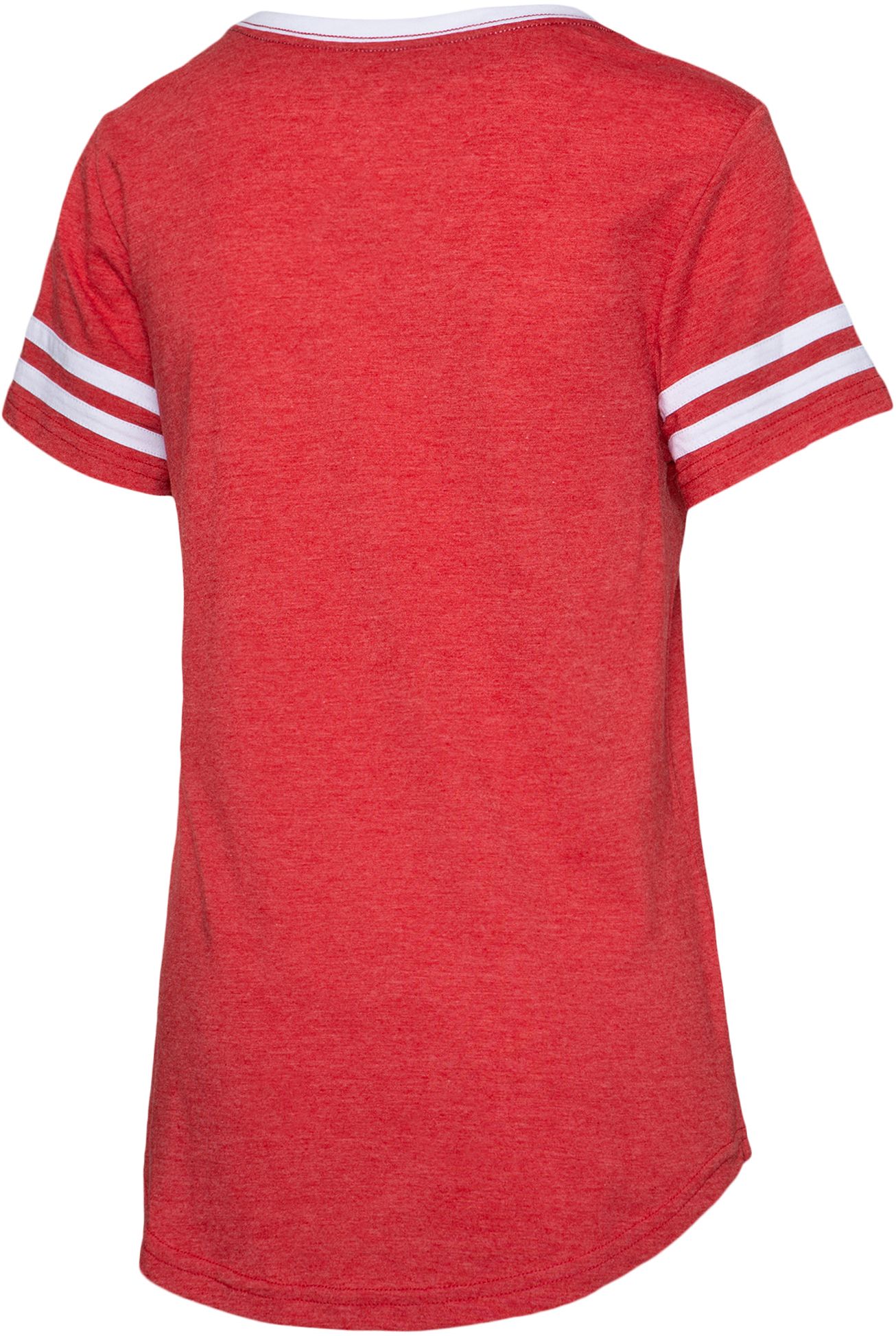 USC Authentic Apparel Women's USC Trojans Crimson Rosie Striped V-Neck T-Shirt product image
