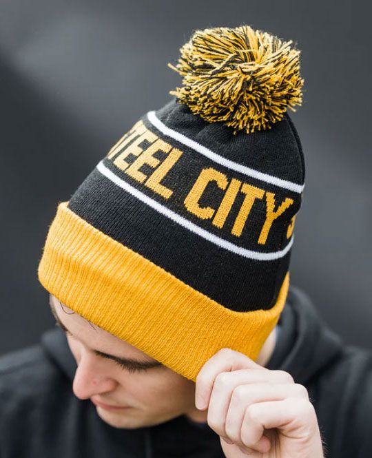 Steel City Adult Pittsburgh Black Brookline Pom Beanie product image