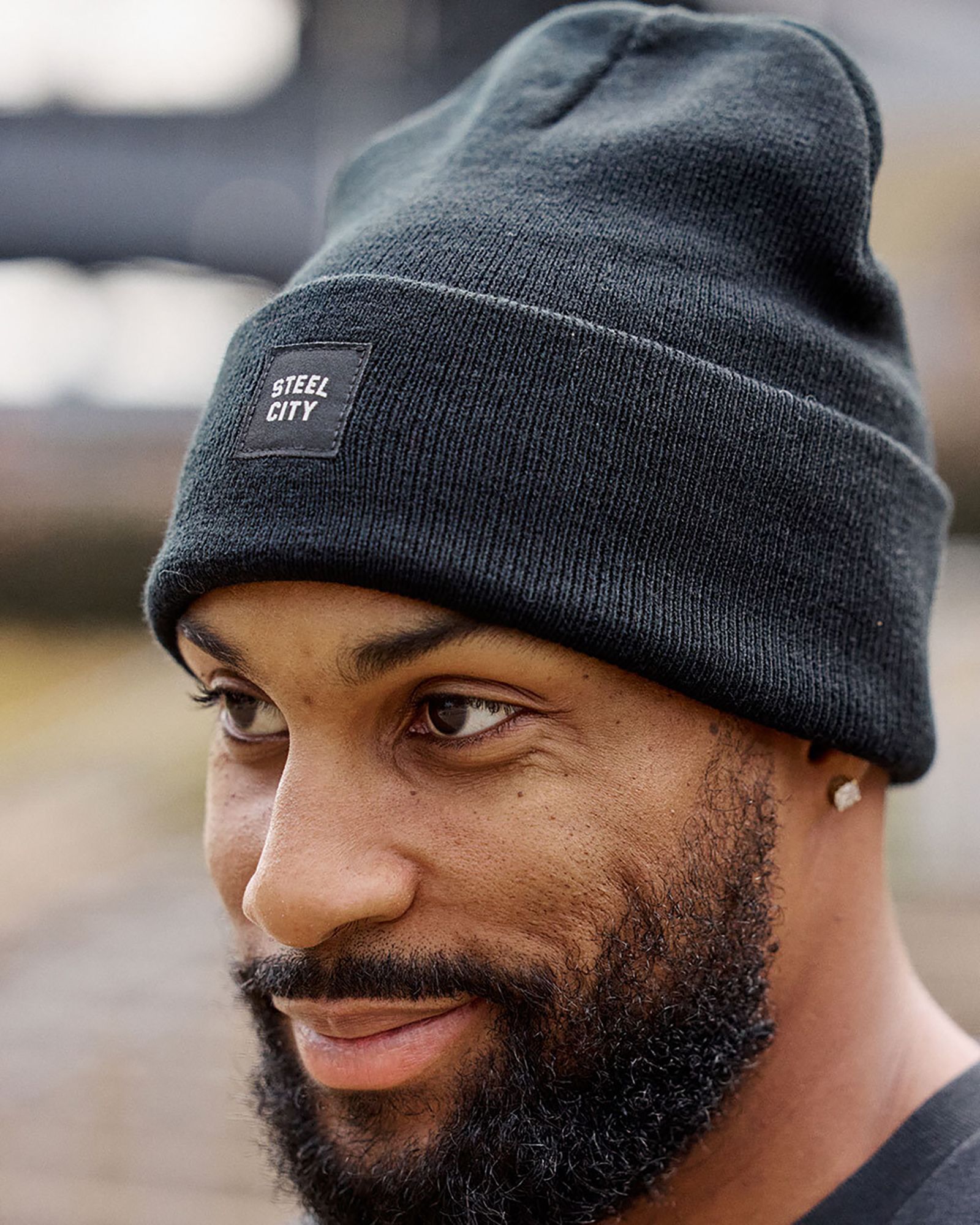 Steel City Adult Pittsburgh Black Logo Knit Beanie product image