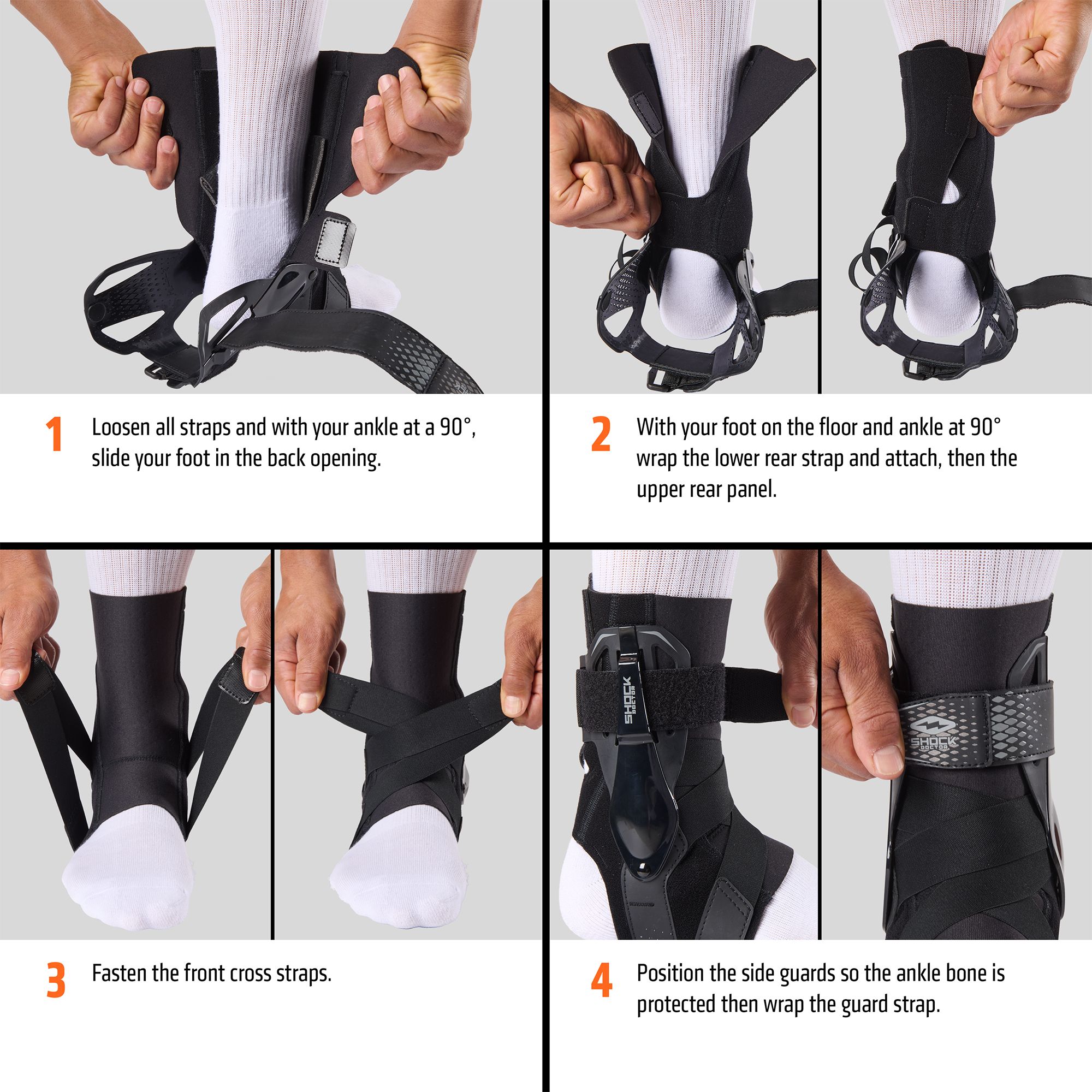 Shock Doctor L3ZR Ankle Brace with Molded Support Guards and Cross Straps product image