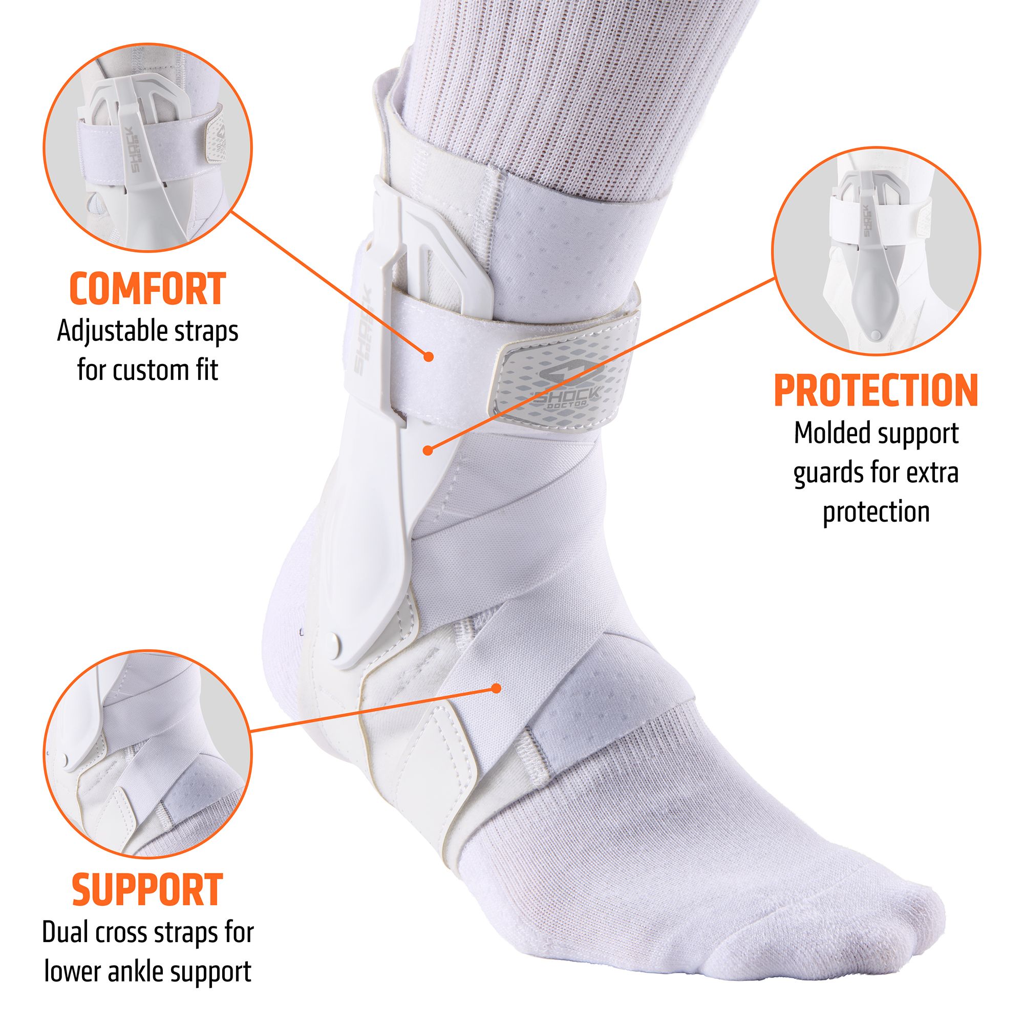 Shock Doctor L3ZR Ankle Brace with Molded Support Guards and Cross Straps product image