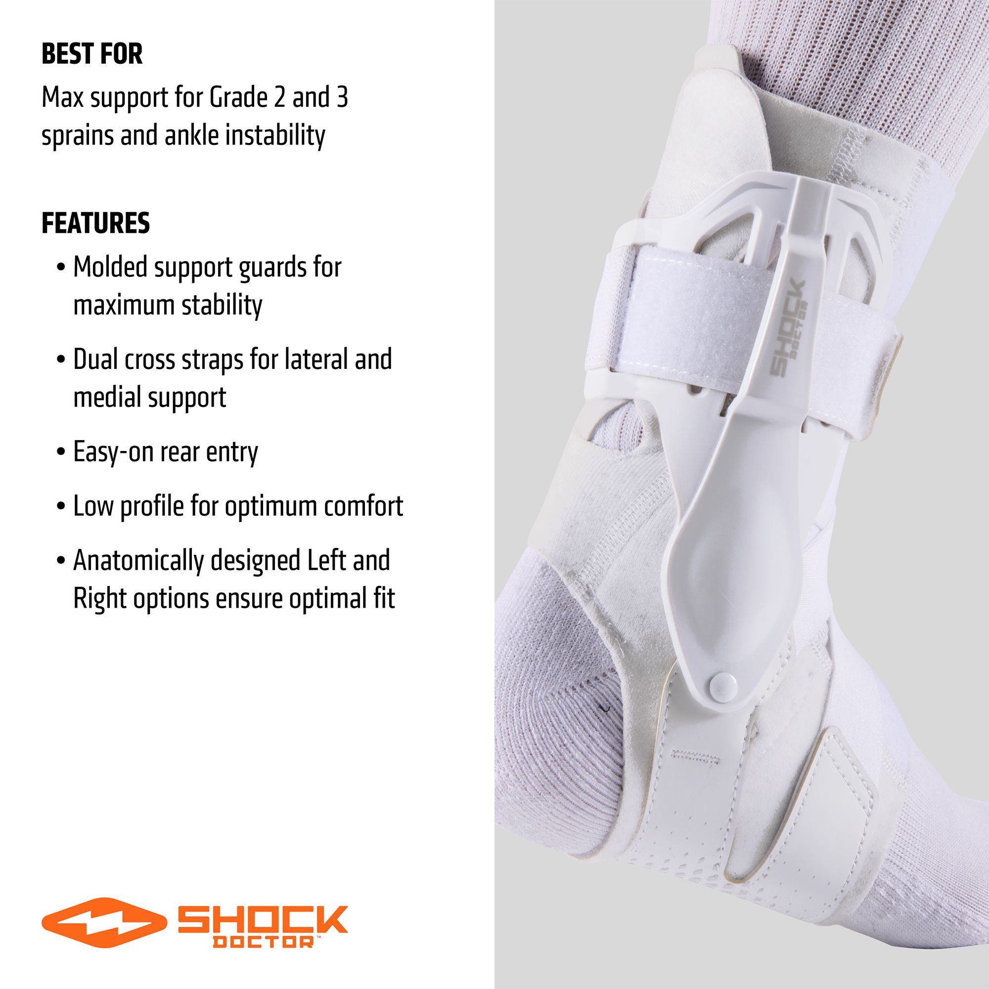 Shock Doctor L3ZR Ankle Brace with Molded Support Guards and Cross Straps product image