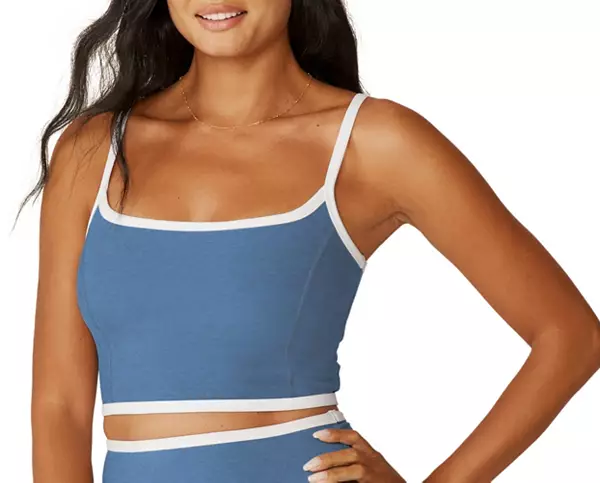 Blue Built-In Bra Cropped Tank Top Women's Size Small NEW - beyond exchange