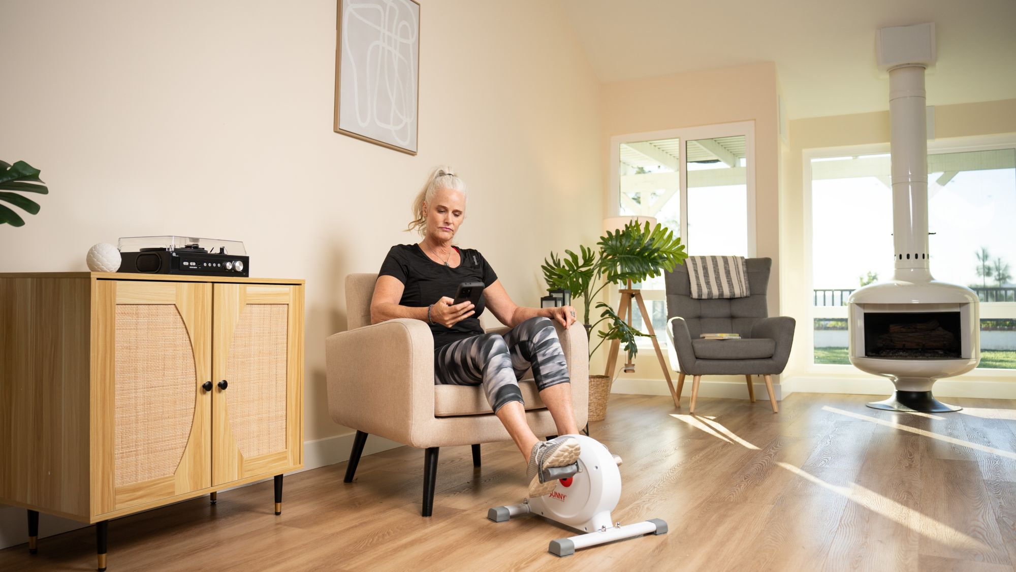 Sunny Health & Fitness 2-In-1 Smart Mini Exercise Bike product image