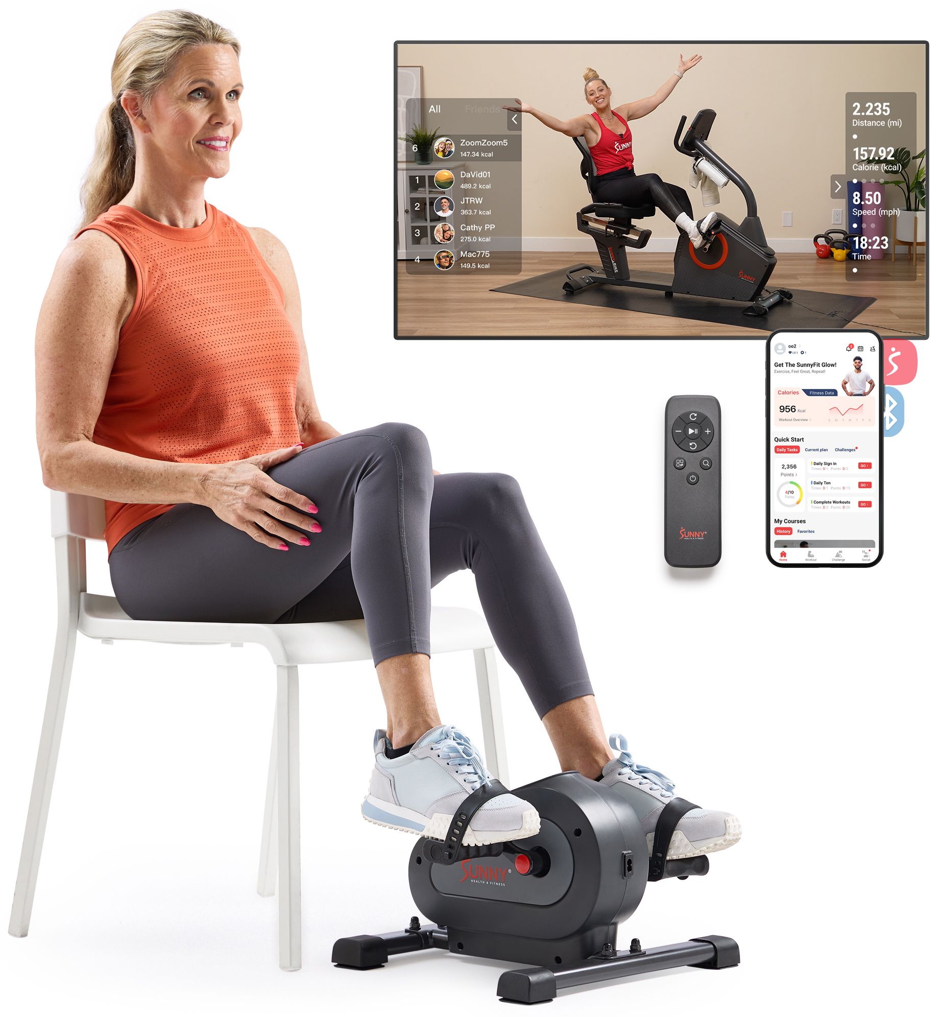 Sunny Health & Fitness Smart Mini Exercise Bike product image