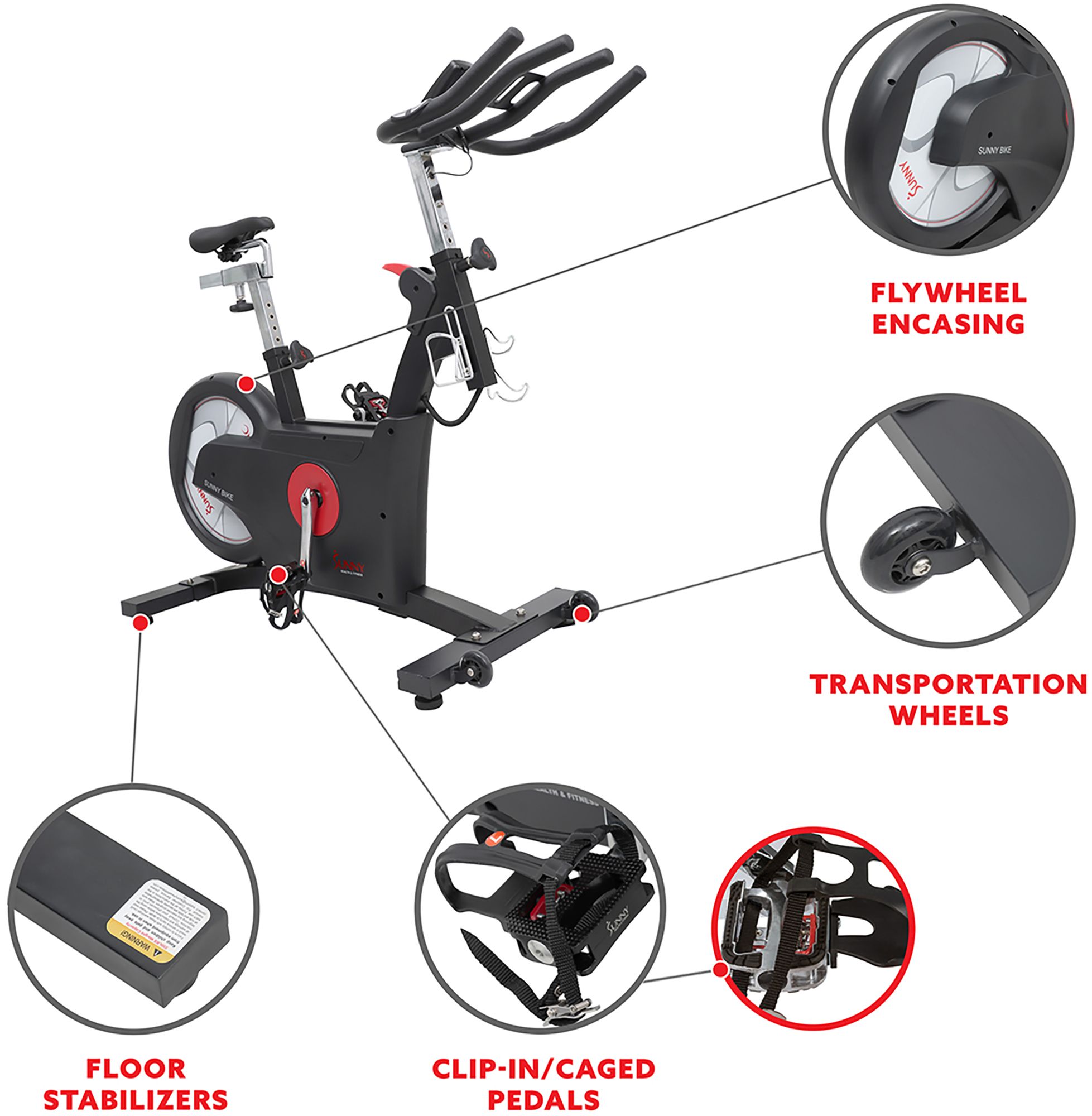 Sunny Health & Fitness Indoor Cycle Exercise Bike with Rear Flywheel product image