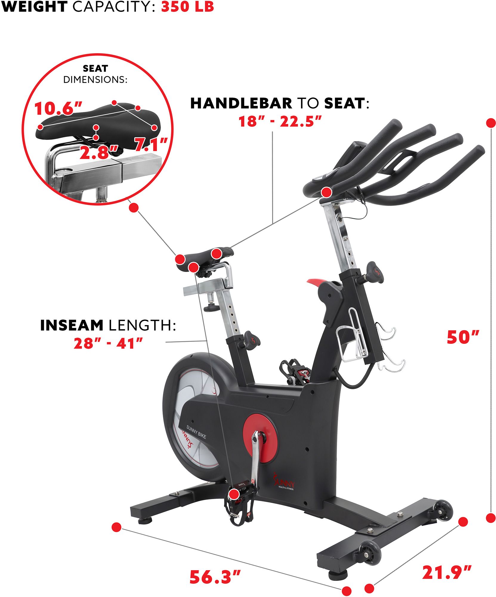 Sunny Health & Fitness Indoor Cycle Exercise Bike with Rear Flywheel product image