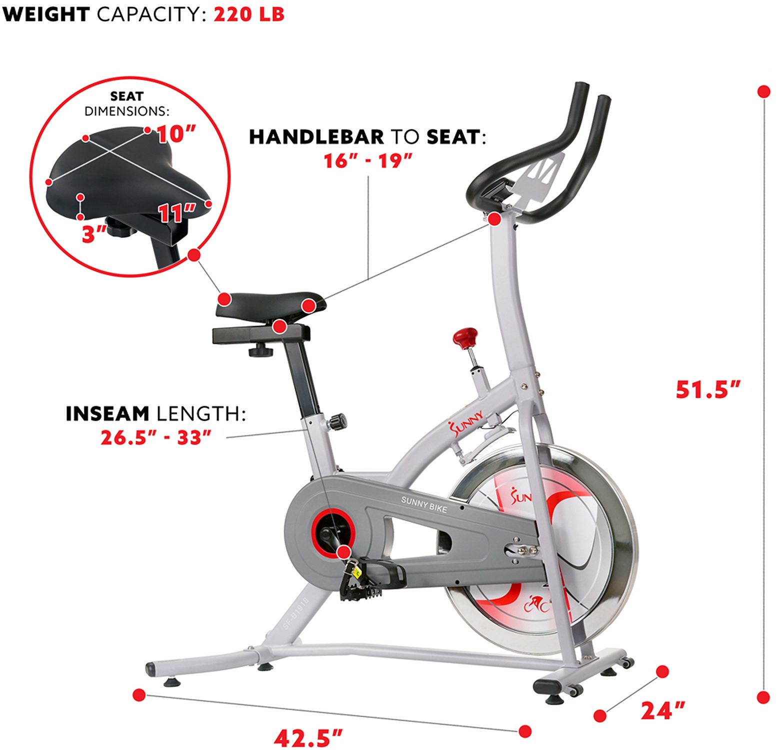 Sunny Health & Fitness SF-B1918 Indoor Cycling Bike with Magnetic Resistance product image