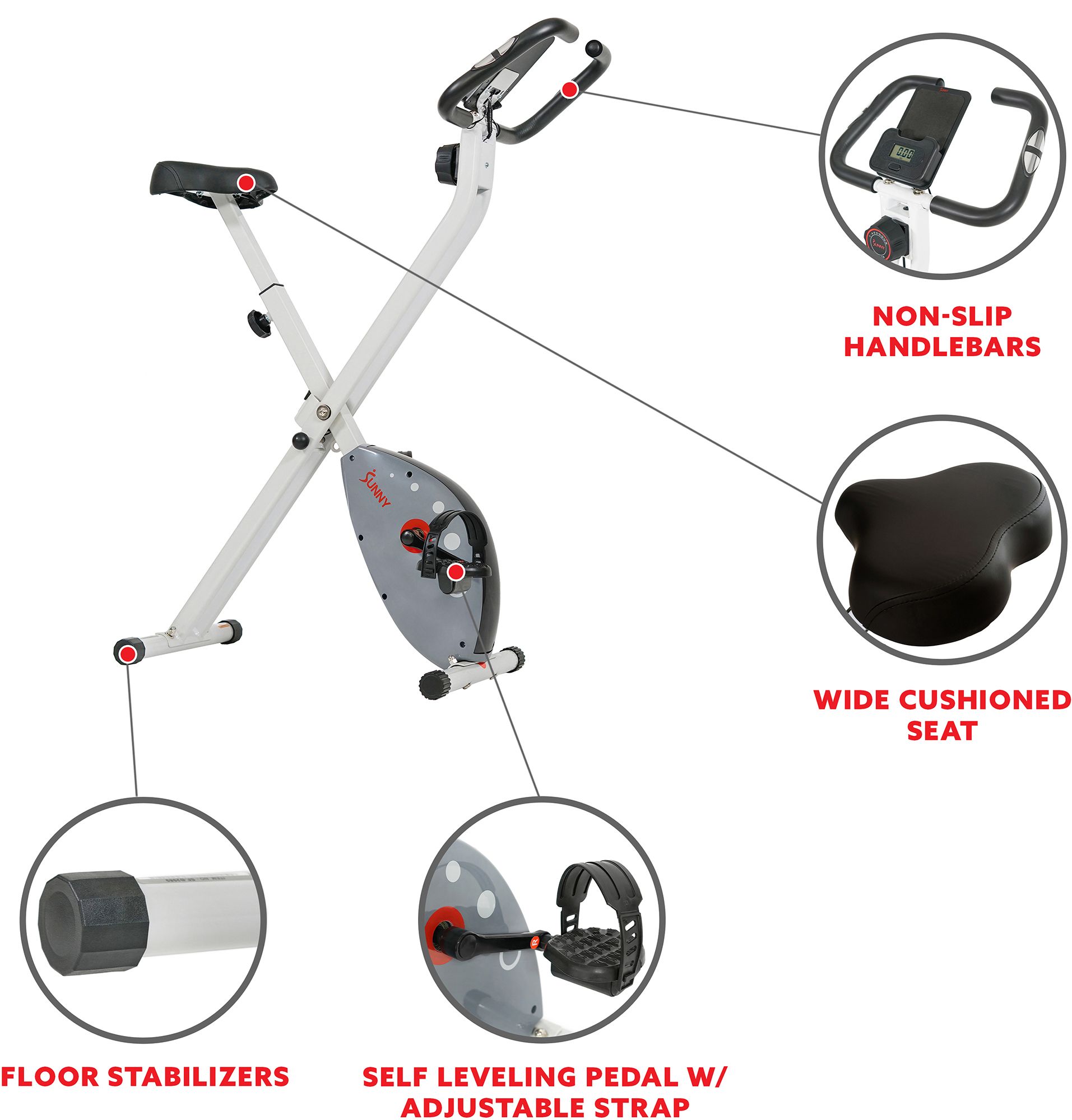 Sunny Health & Fitness Folding Stationary Indoor Bike product image