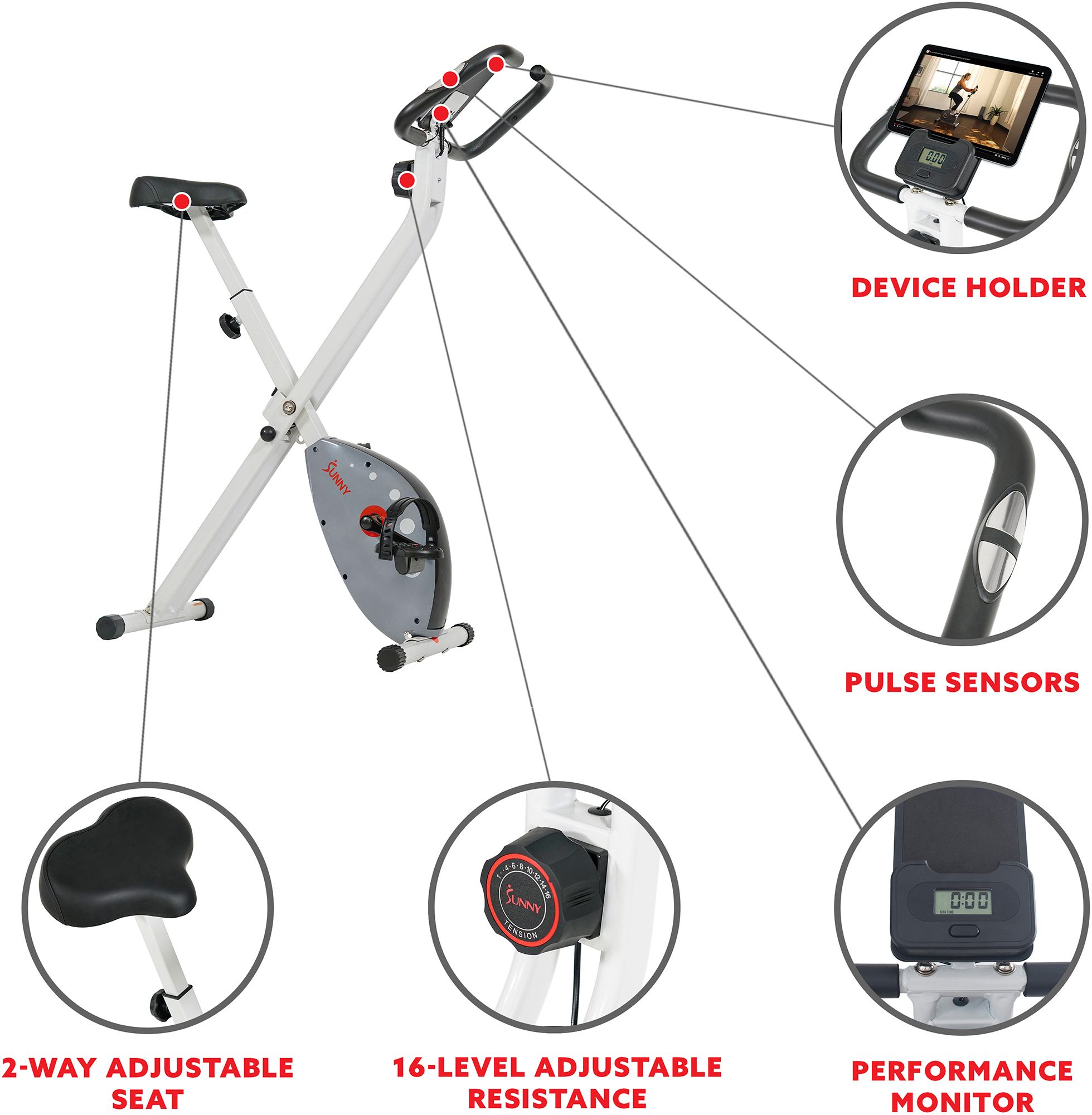 Sunny Health & Fitness Folding Stationary Indoor Bike product image