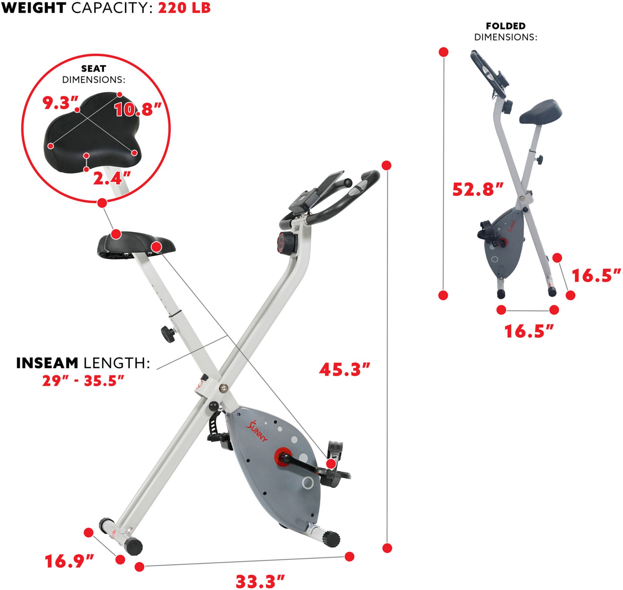Sunny Health & Fitness Folding Stationary Indoor Bike product image